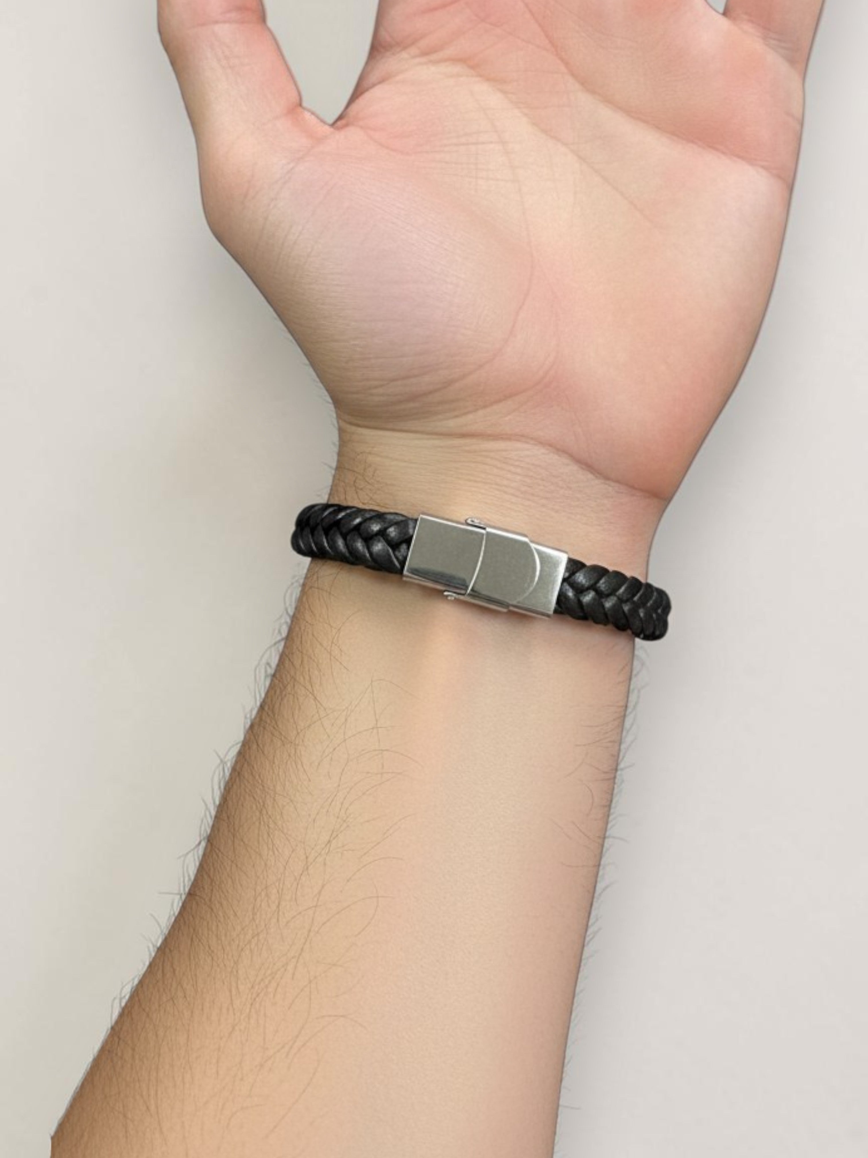 Men's Black Braided Clasp Bracelet - Style & Travel | Fashionable Accessories