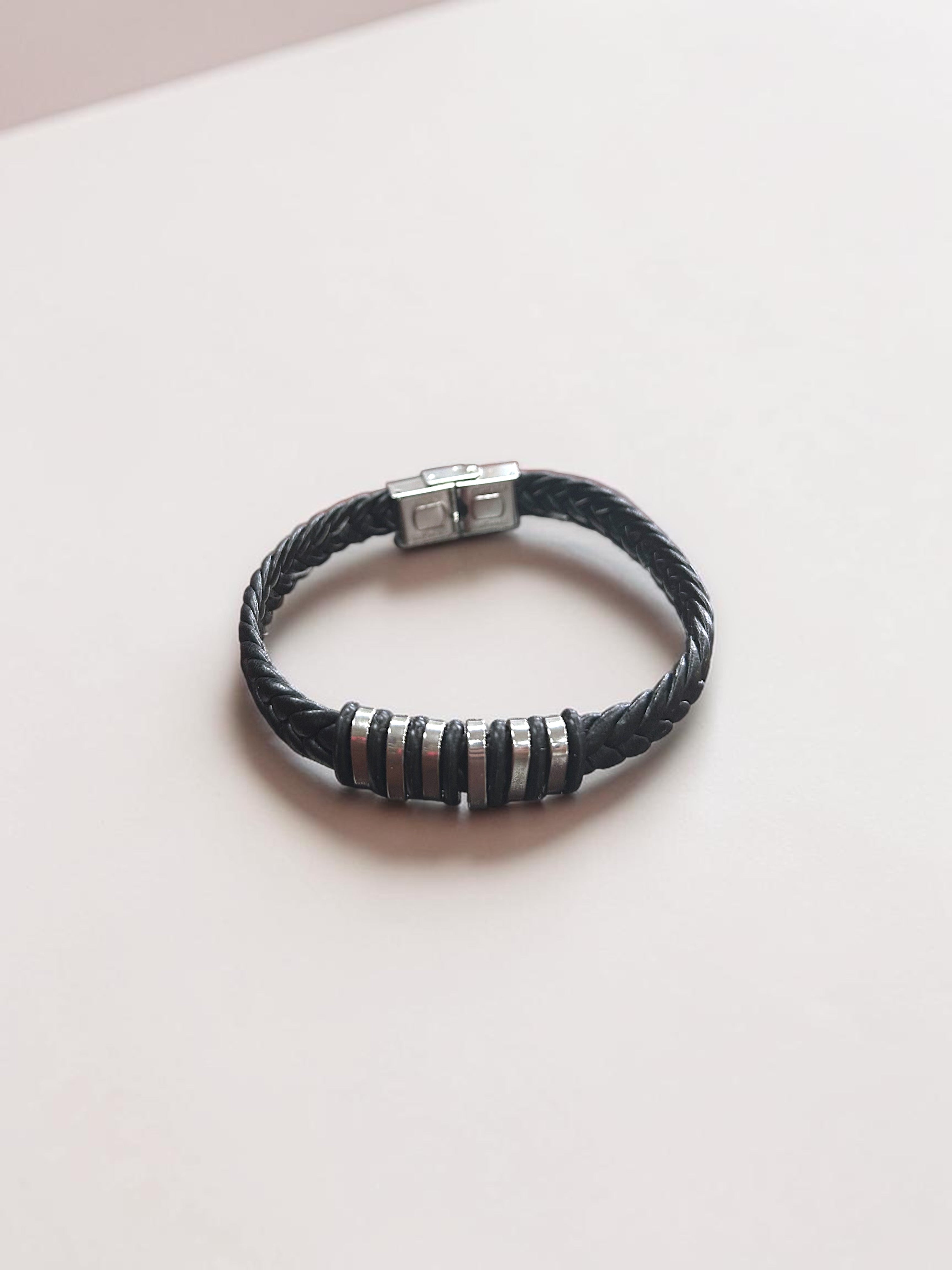 Men's Black Braided Clasp Bracelet - Style & Travel | Fashionable Accessories