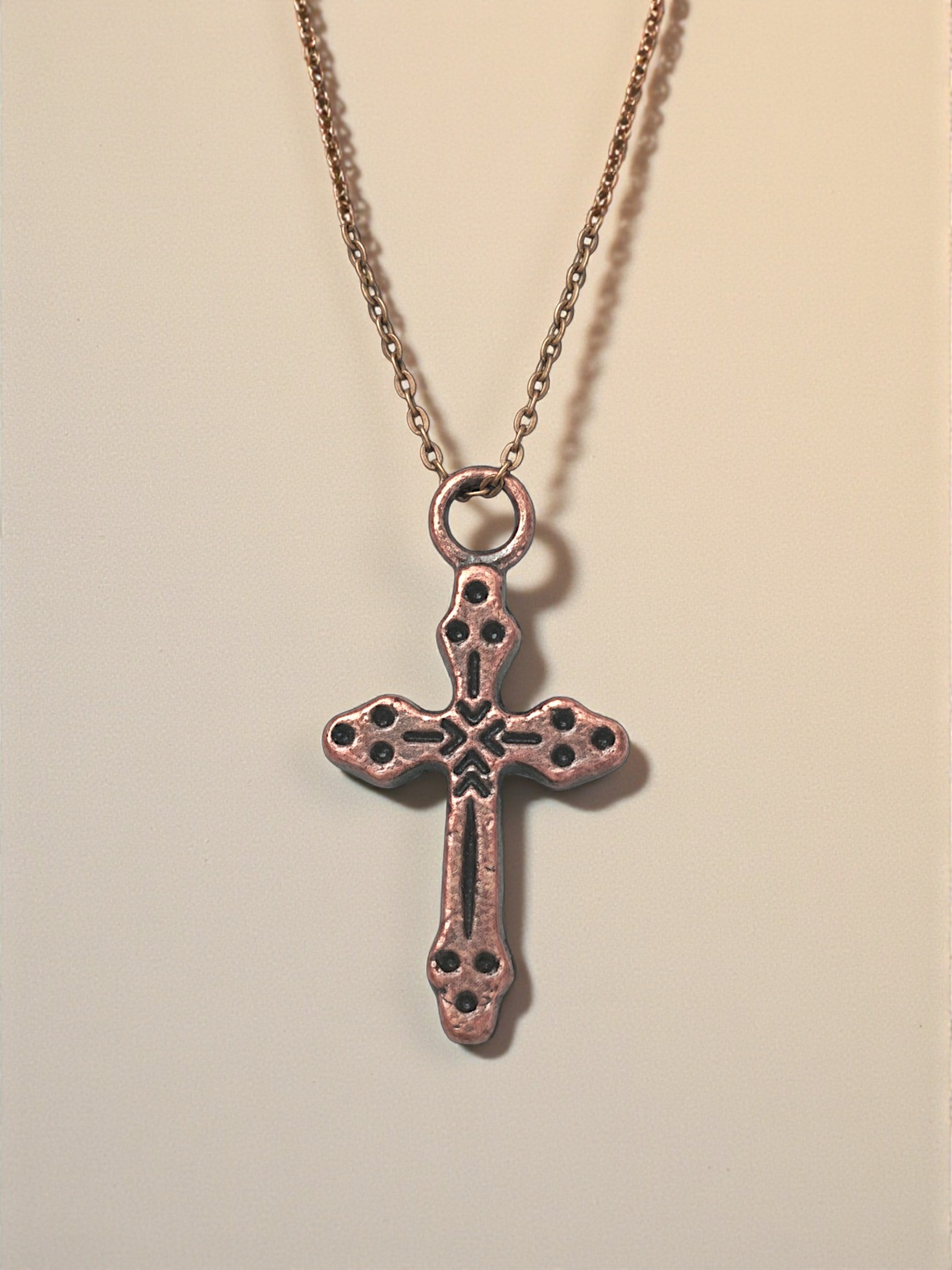 Bronze Cross Pewter Charm Pendant | Travel Charm