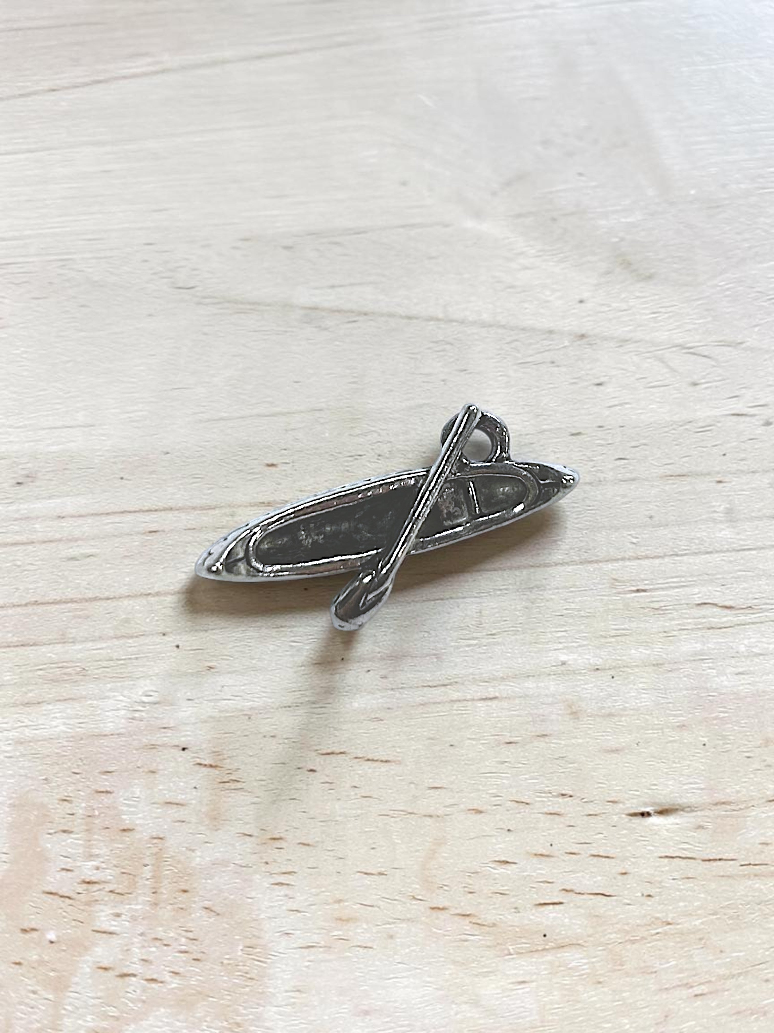 Silver Canoe Pewter Charm Pendant | Travel Charm