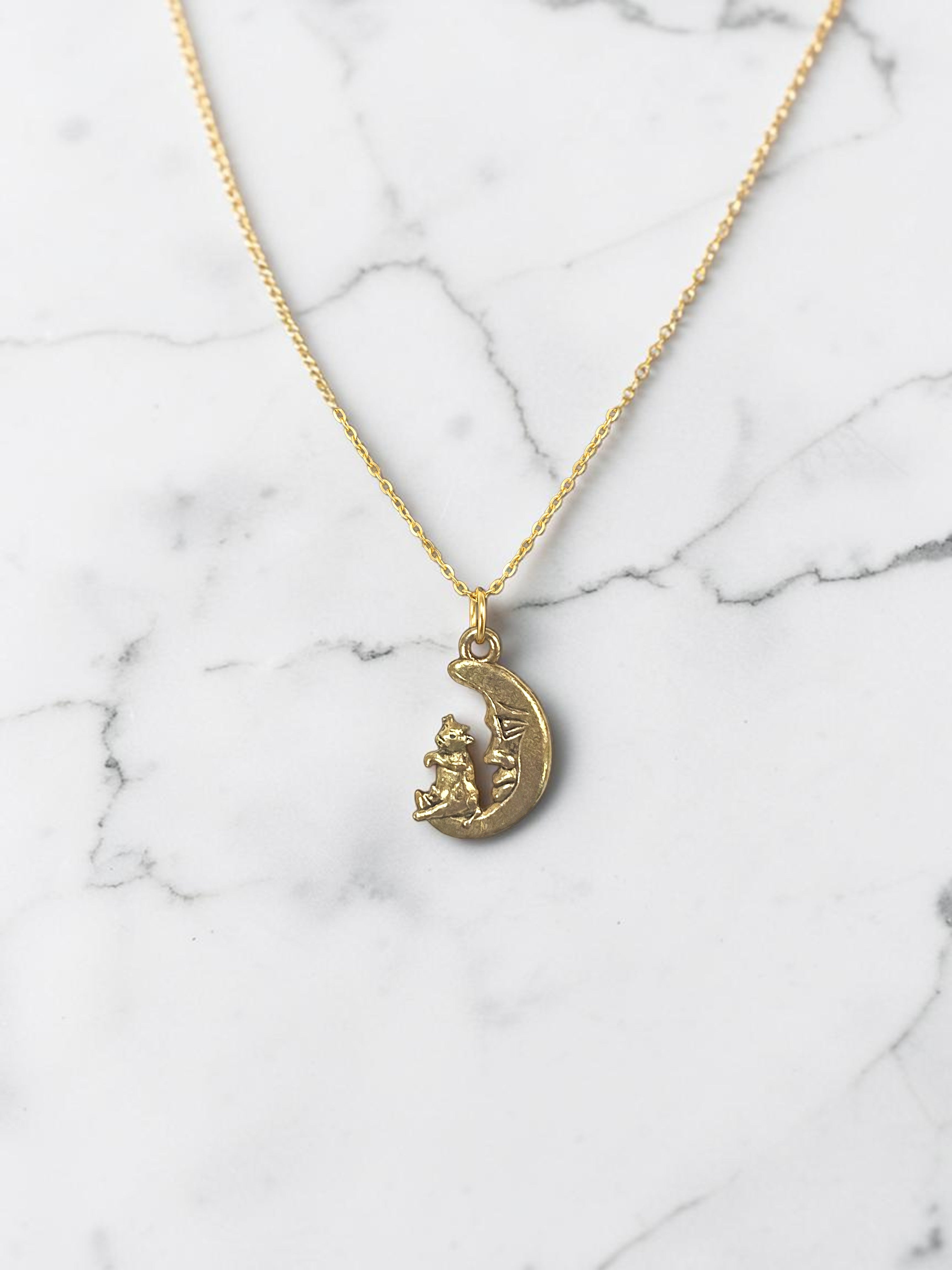 Cow Jumping Over Moon Pewter Charm Pendant (Silver or Gold) | Travel Charm