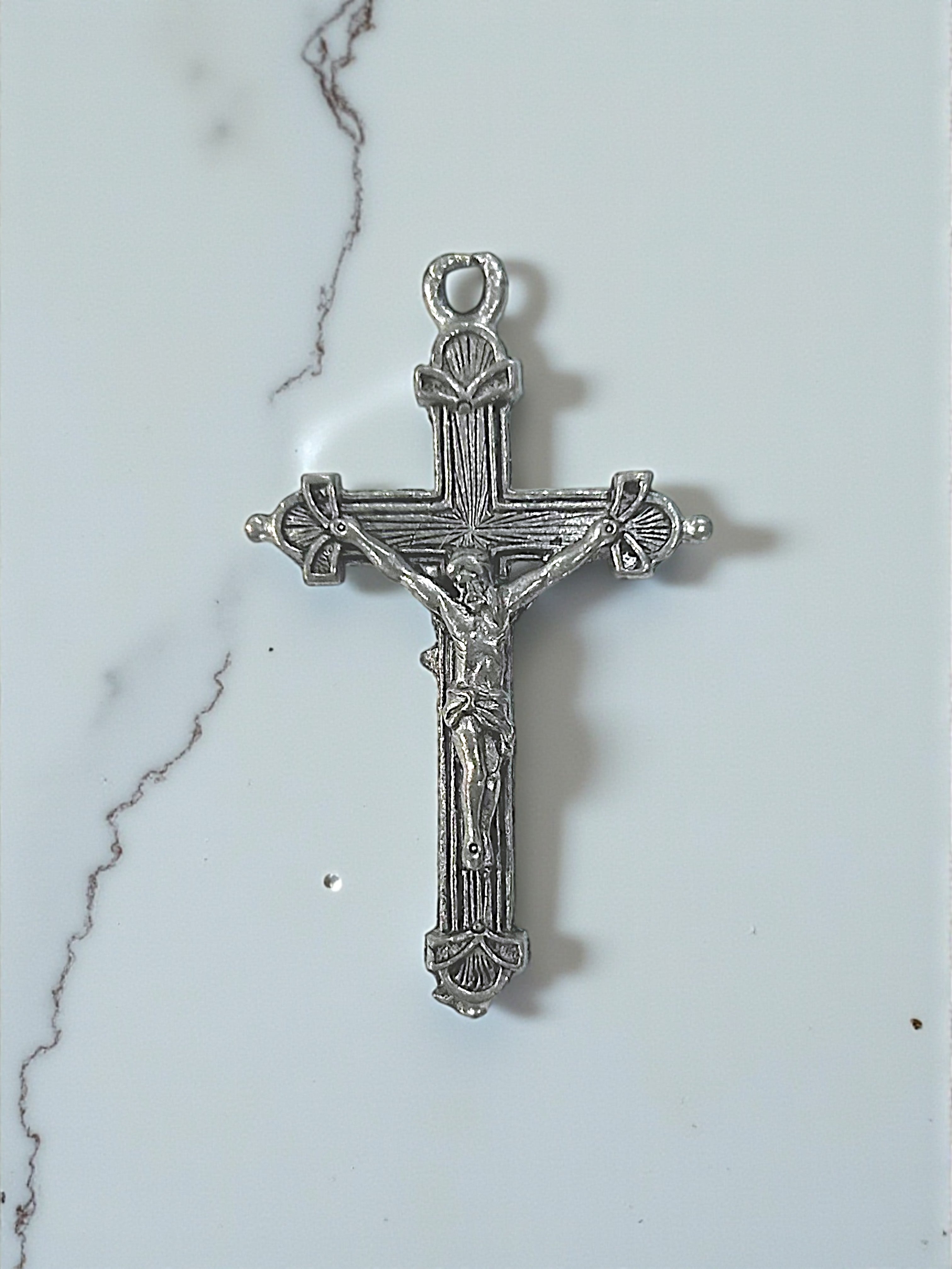 Silver Crucifix Pewter Charm Pendant | Travel Charm