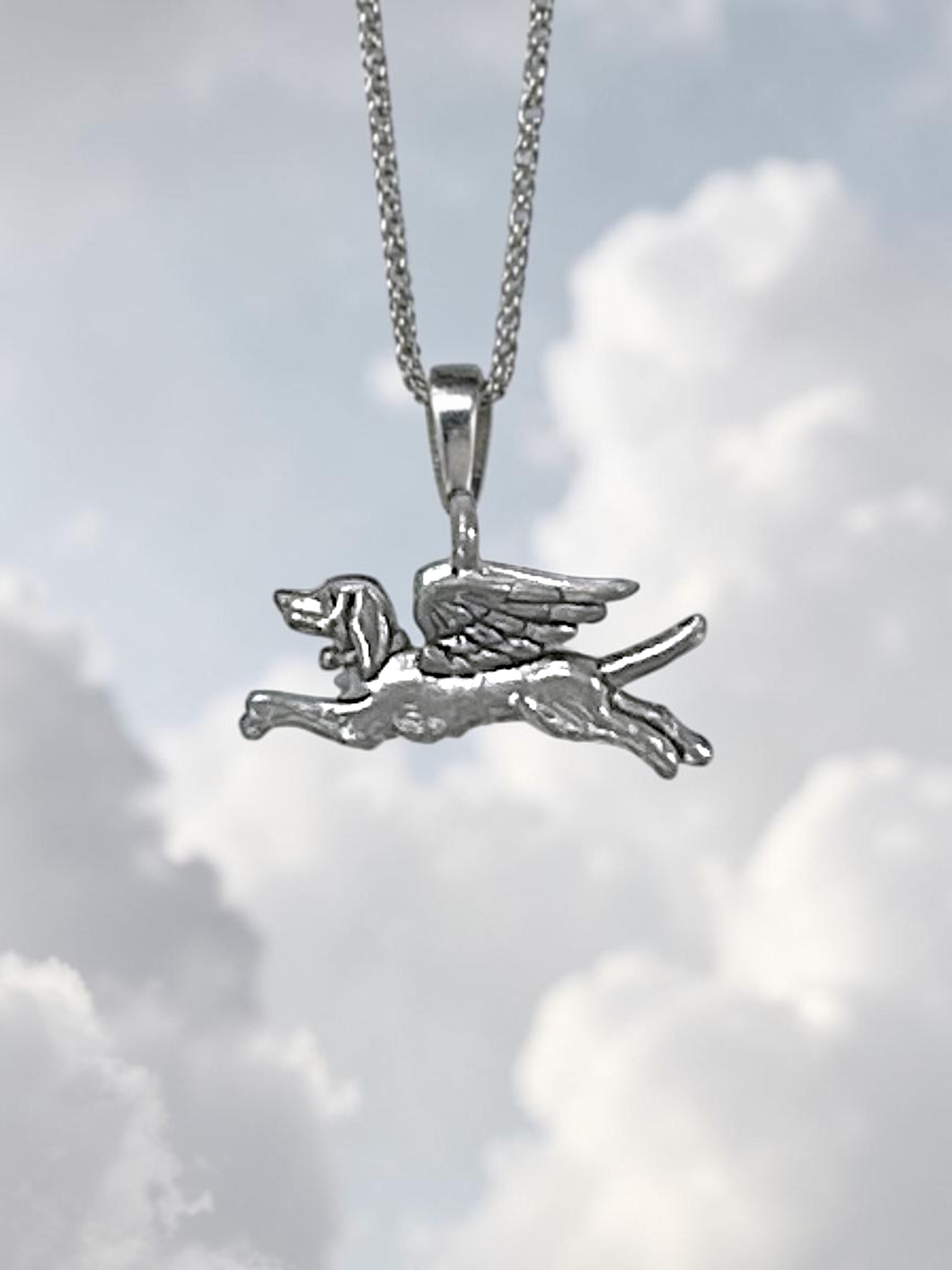 Silver Dog Angel Pewter Charm Pendant | Sympathy Gift | Travel Charm