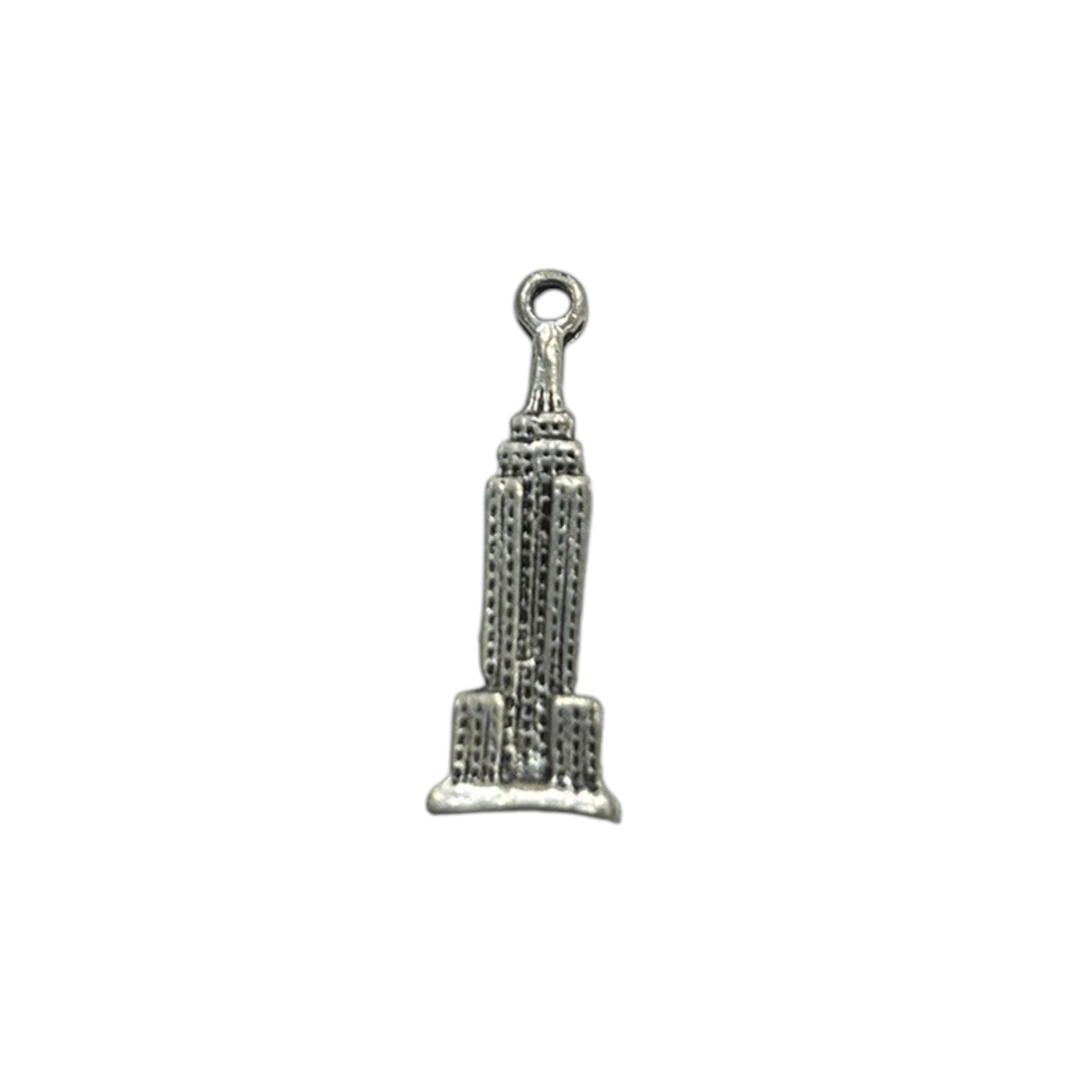 Silver Empire State Building Pewter Charm Pendant | Travel Charm