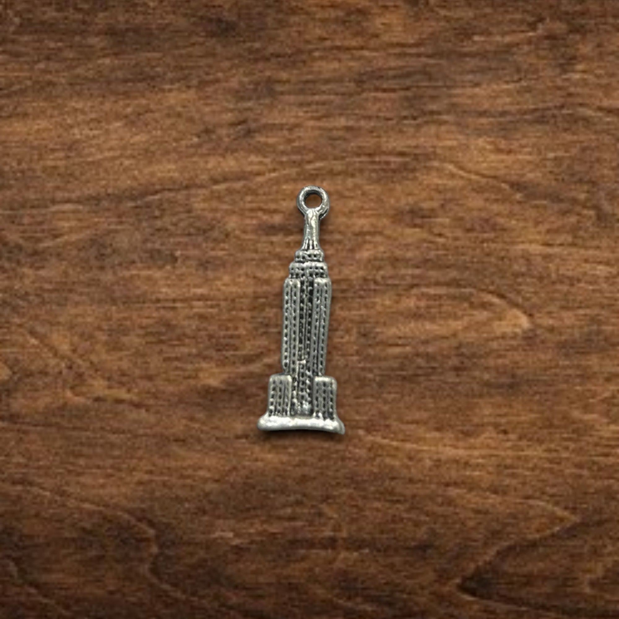 Silver Empire State Building Pewter Charm Pendant | Travel Charm