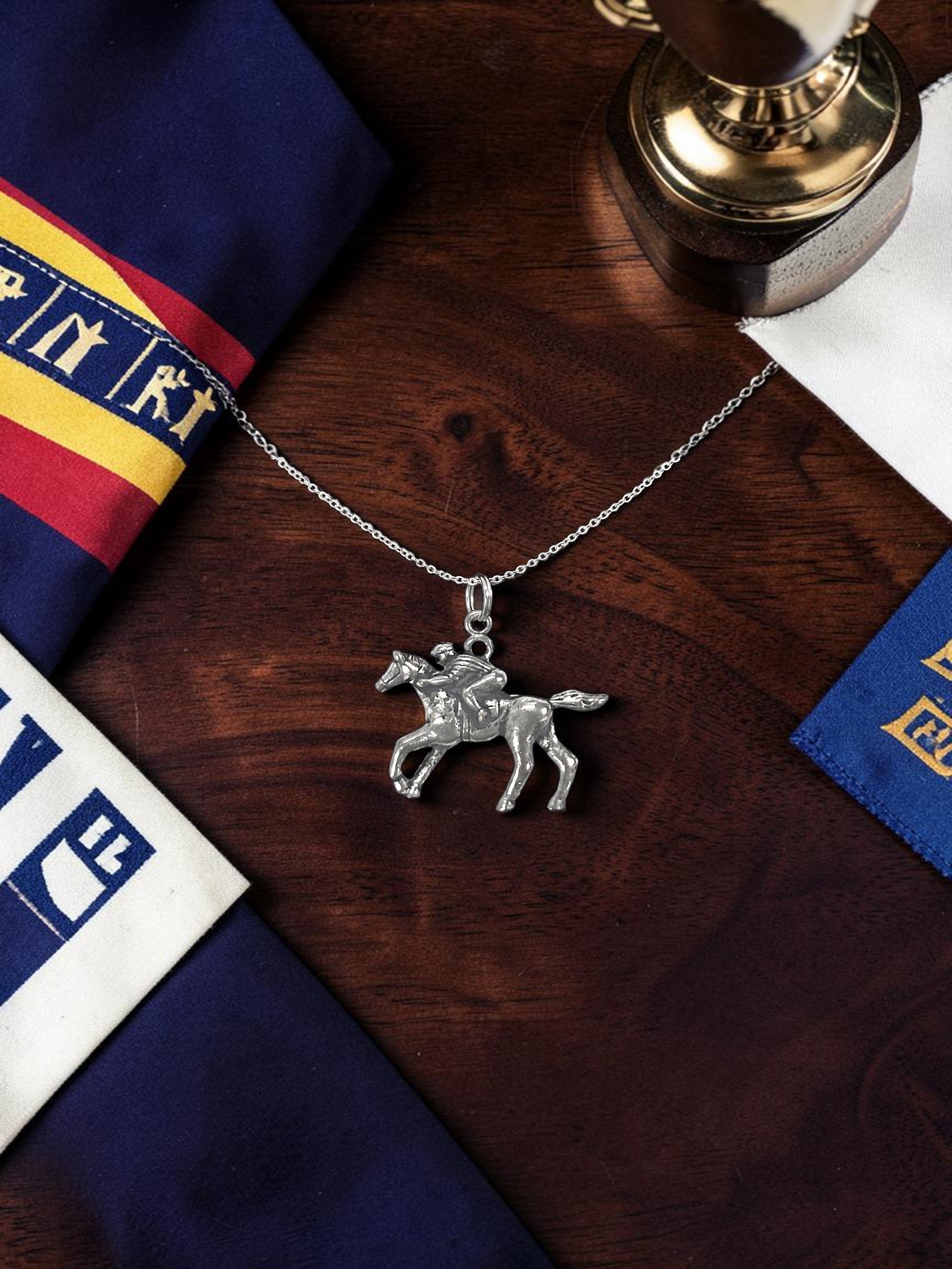 Silver Equestrian Rider and Horse Pewter Charm Pendent | Animal Charm For Bracelet | DIY Jewelry Making