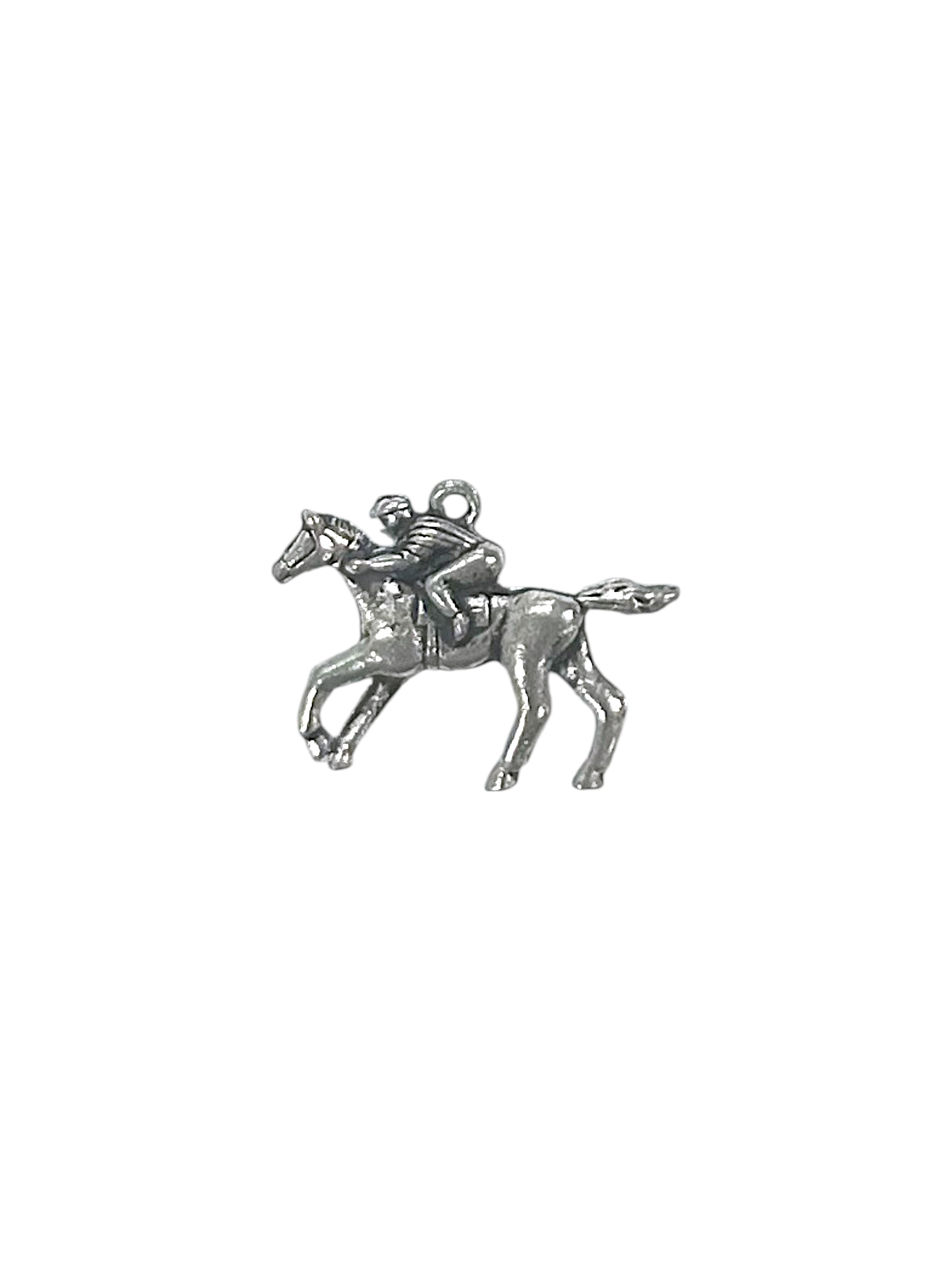 Silver Equestrian Rider and Horse Pewter Charm Pendent | Animal Charm For Bracelet | DIY Jewelry Making