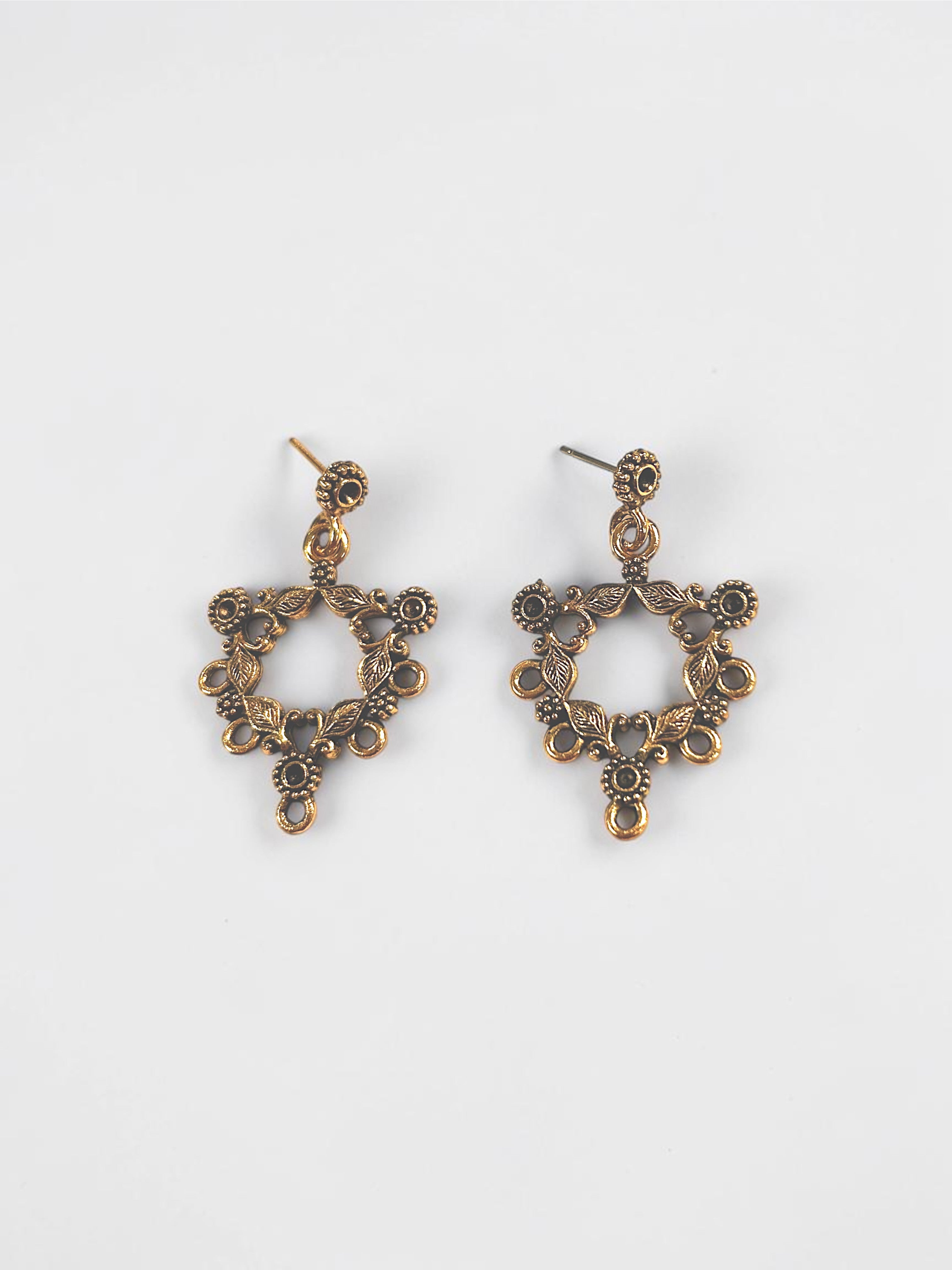 Antique Gold Filigree Chandelier Earrings | Unique Handmade Jewelry