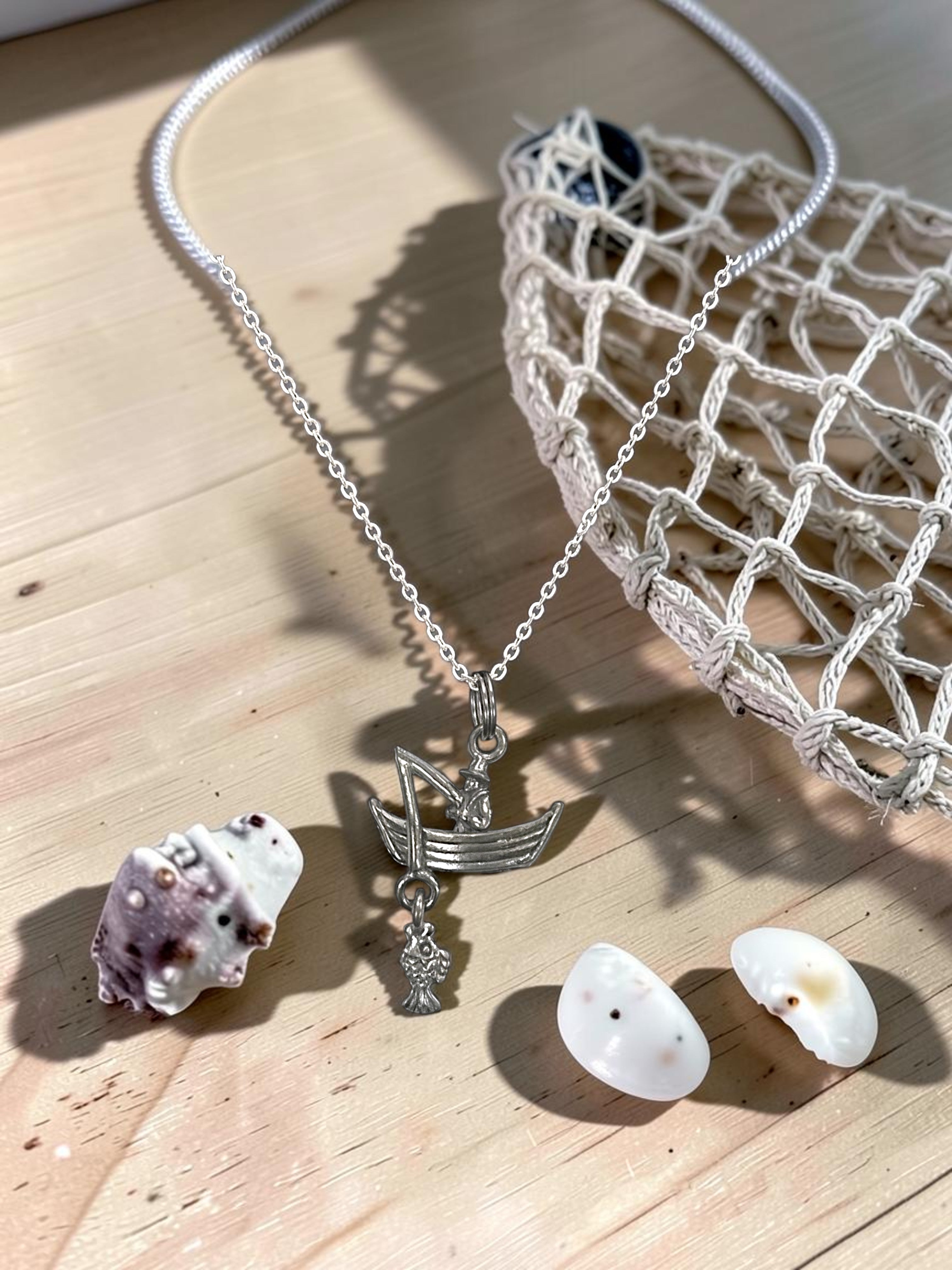 Silver Fisherman Pewter Charm Pendant | Travel Charm