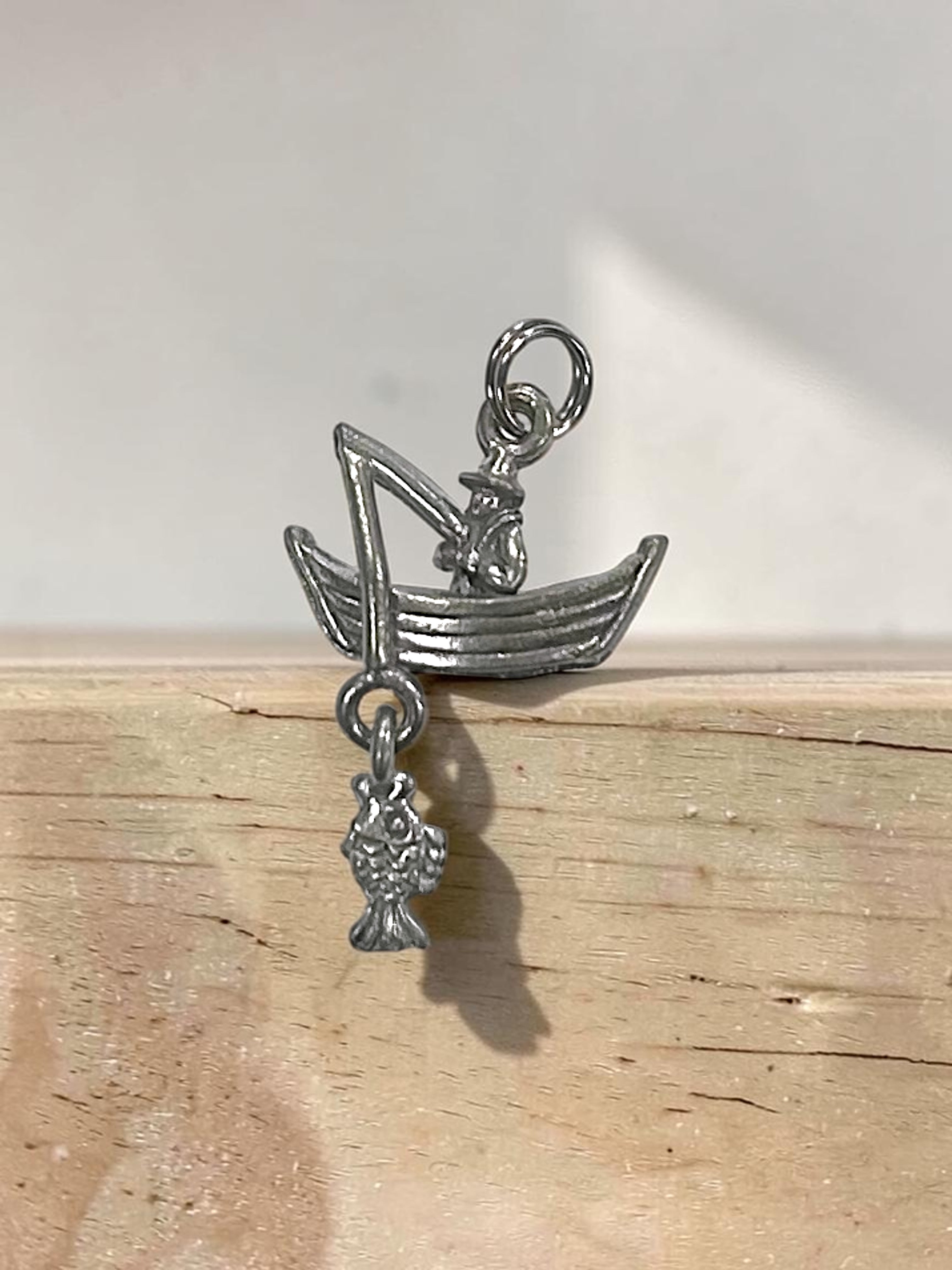 Silver Fisherman Pewter Charm Pendant | Travel Charm