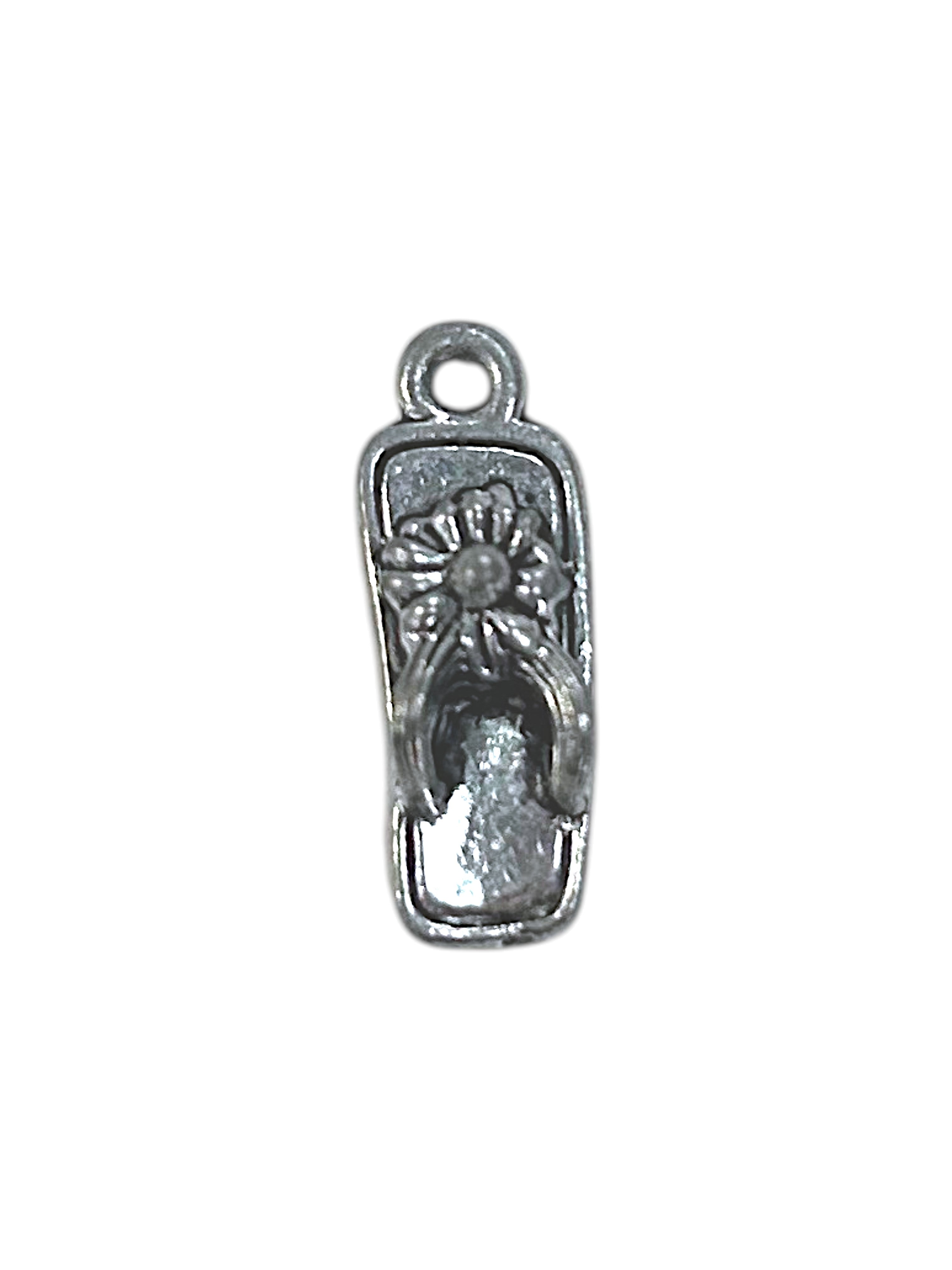 Silver Flip Flop Pewter Charm Pendant | Travel Charm