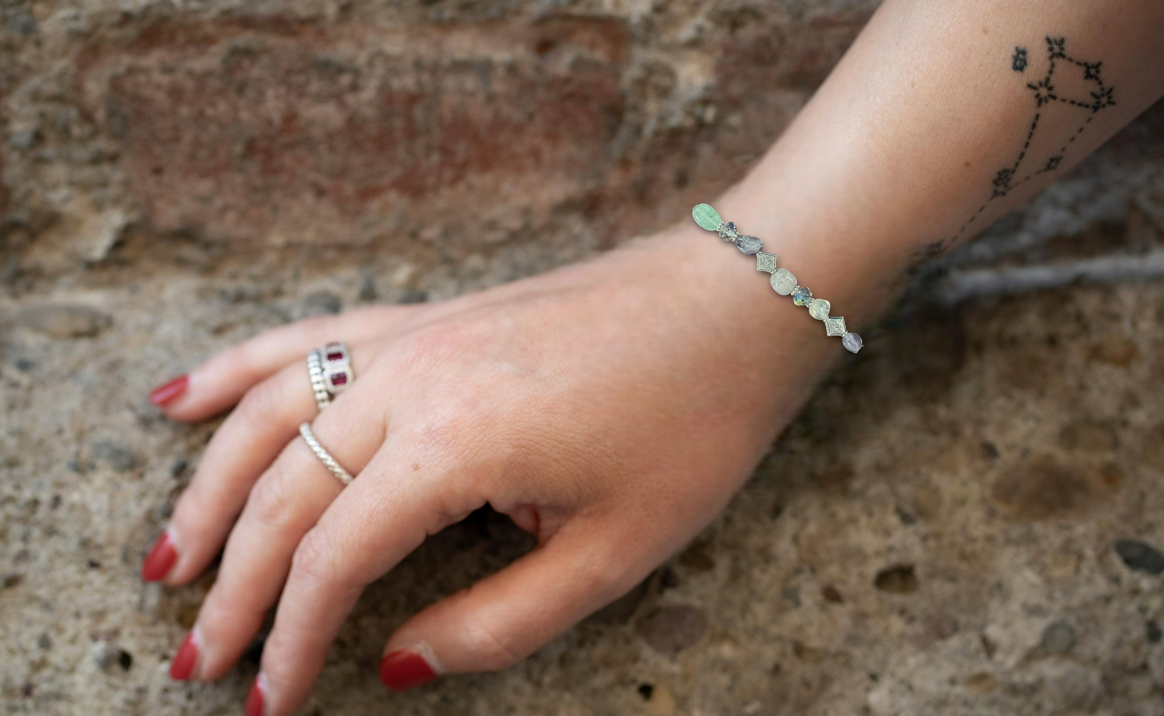 Vibrant Fluorite Delight Bracelet | Purple, Green, Pink, Crystal