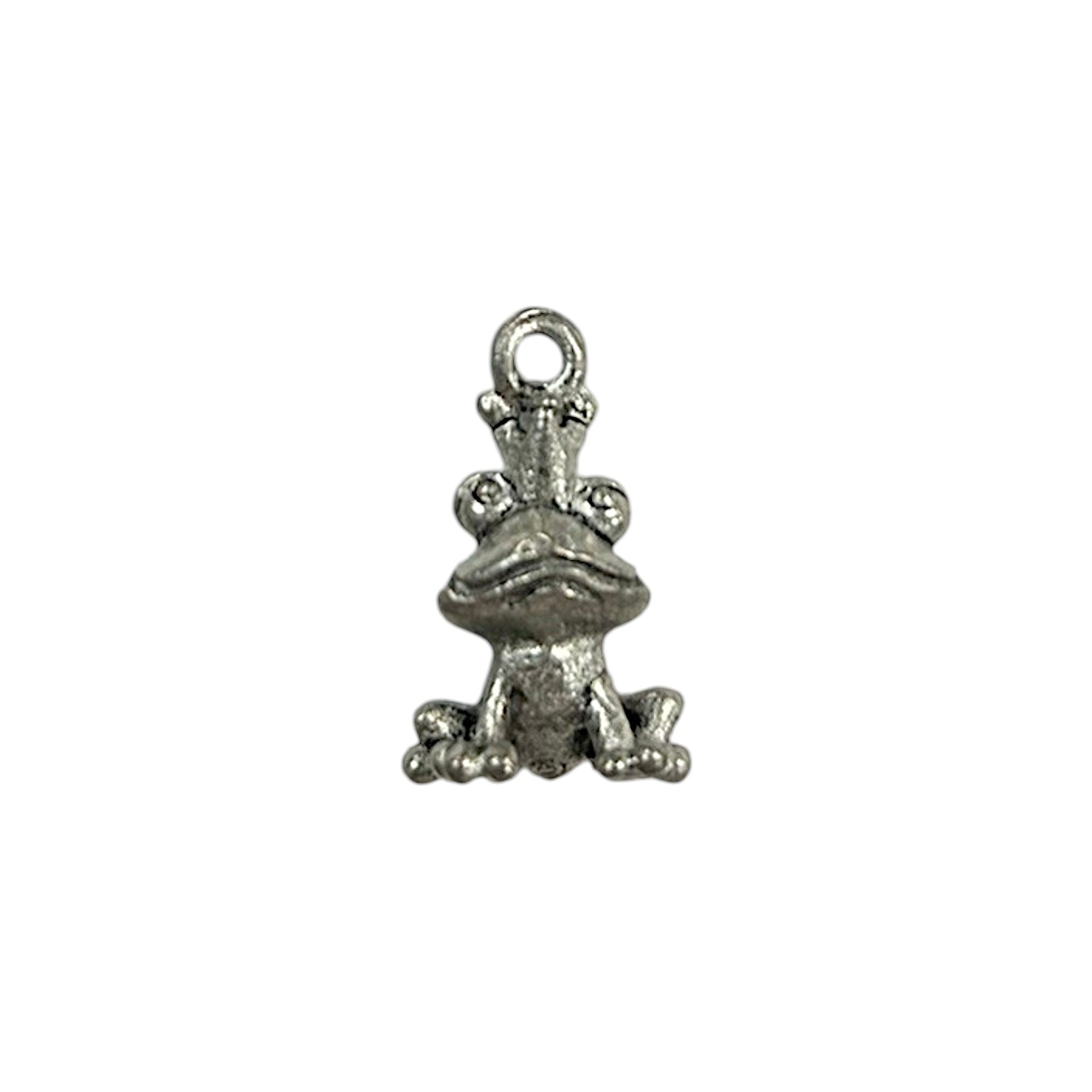 Silver Frog with Crown Pewter Charm Pendant | Travel Charm