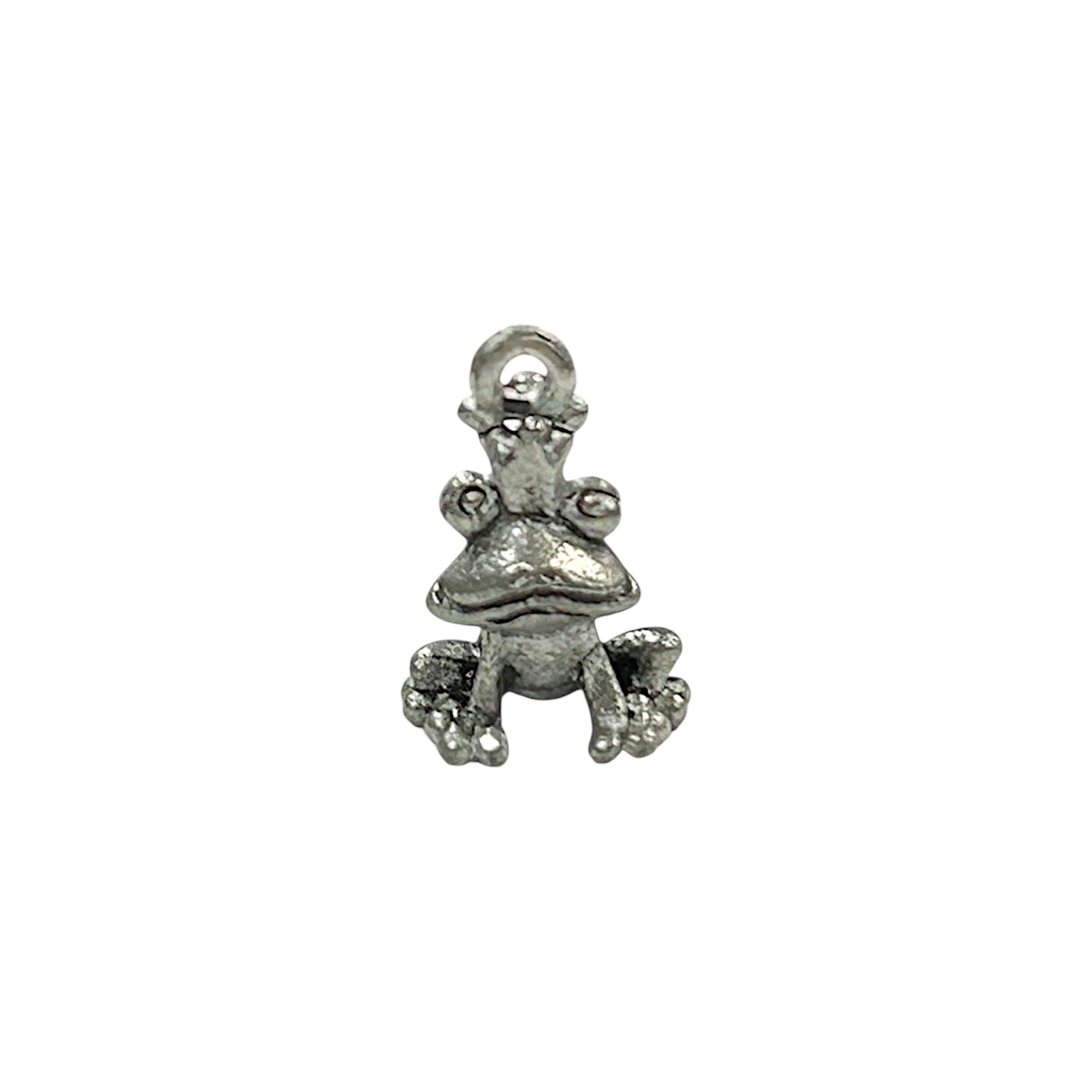 Silver Frog with Crown Pewter Charm Pendant | Travel Charm