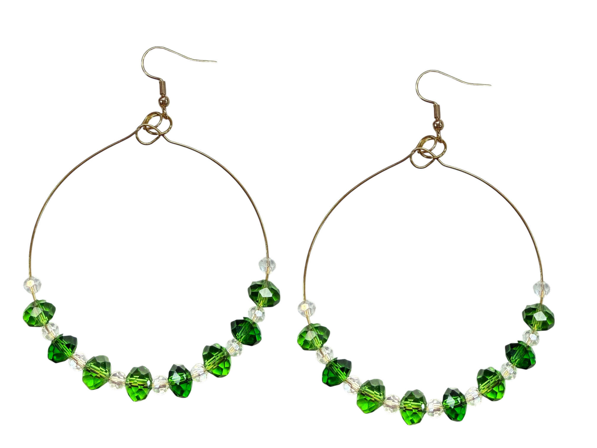 Half Crystal Large Hoop Earrings