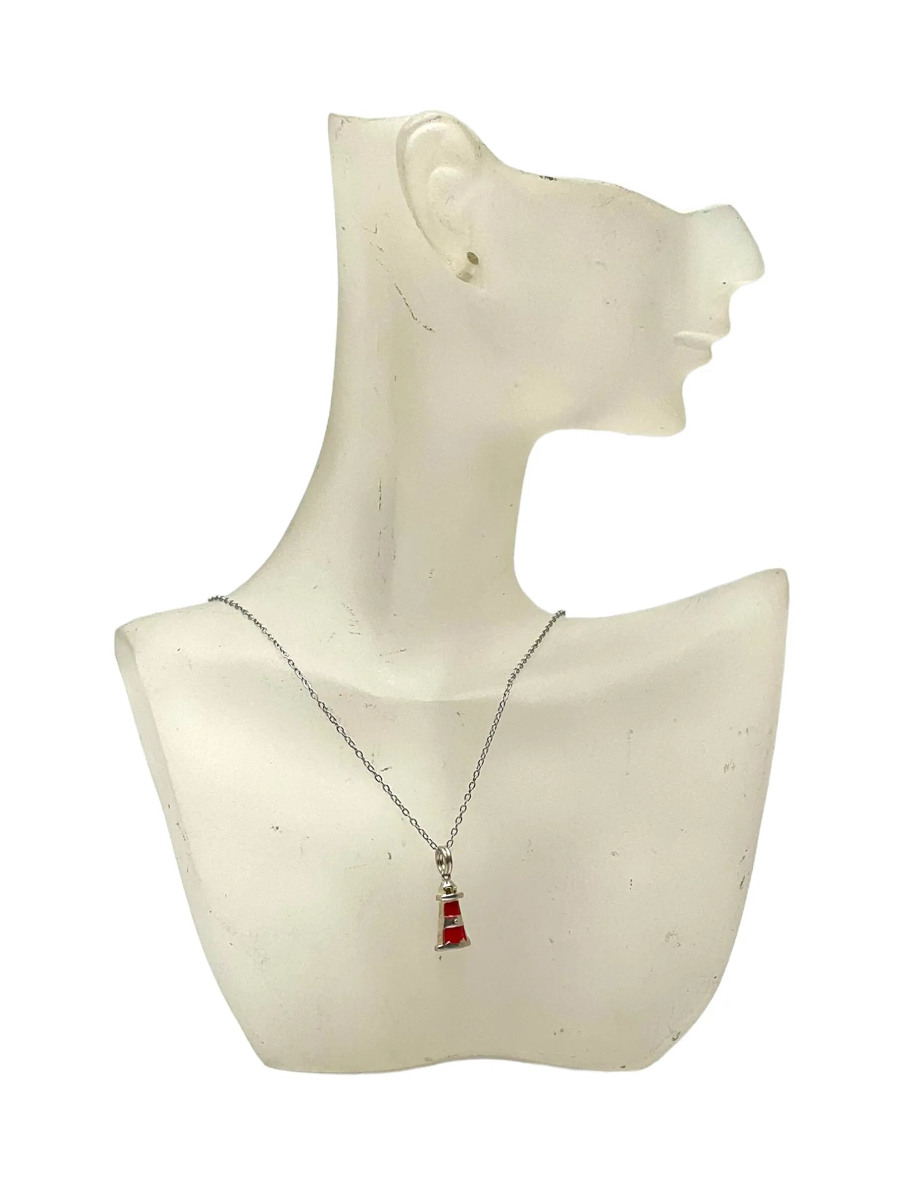 Nautical Charm Jewelry - Painted Charm - Nautical Charm Necklace Jewelry - Red Nautical Jewelry - Red Lighthouse - Red Nautical Lighthouse