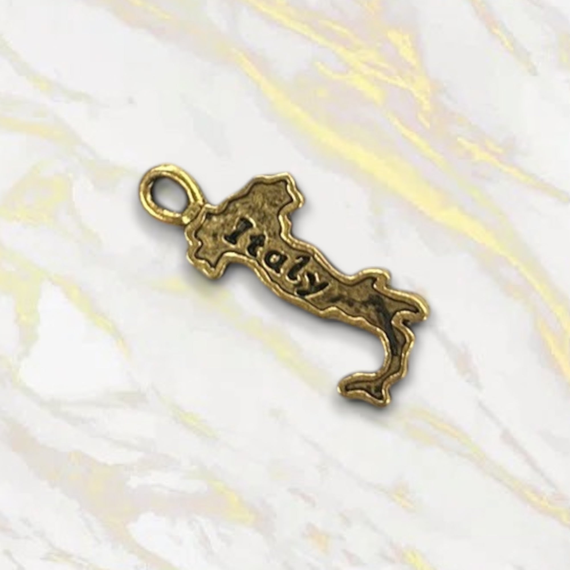 Gold Italy "Boot" Silohoette Pewter Charm Pendant | Travel Charm