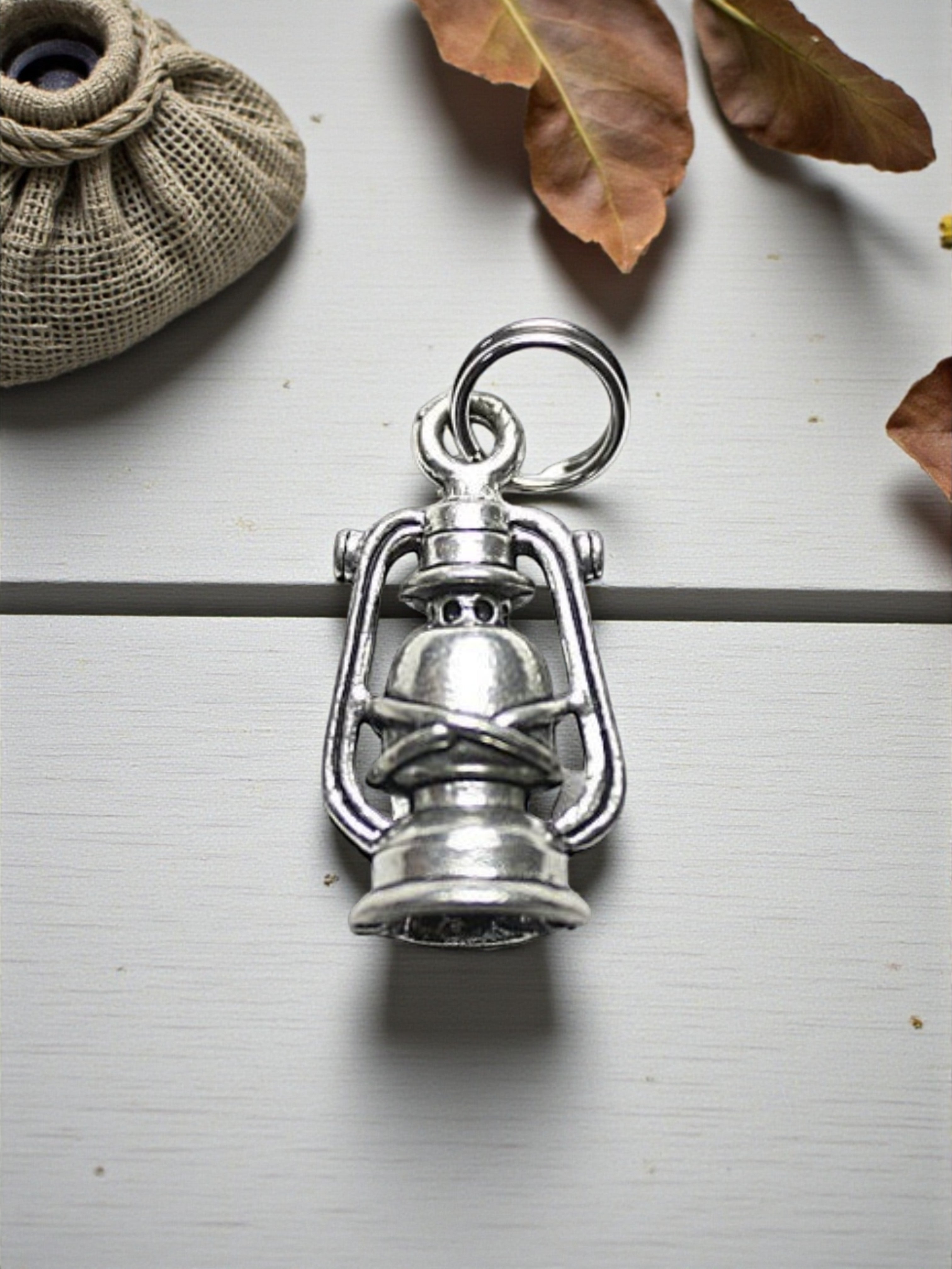 Silver Lantern Pewter Charm Pendant | Travel Charm