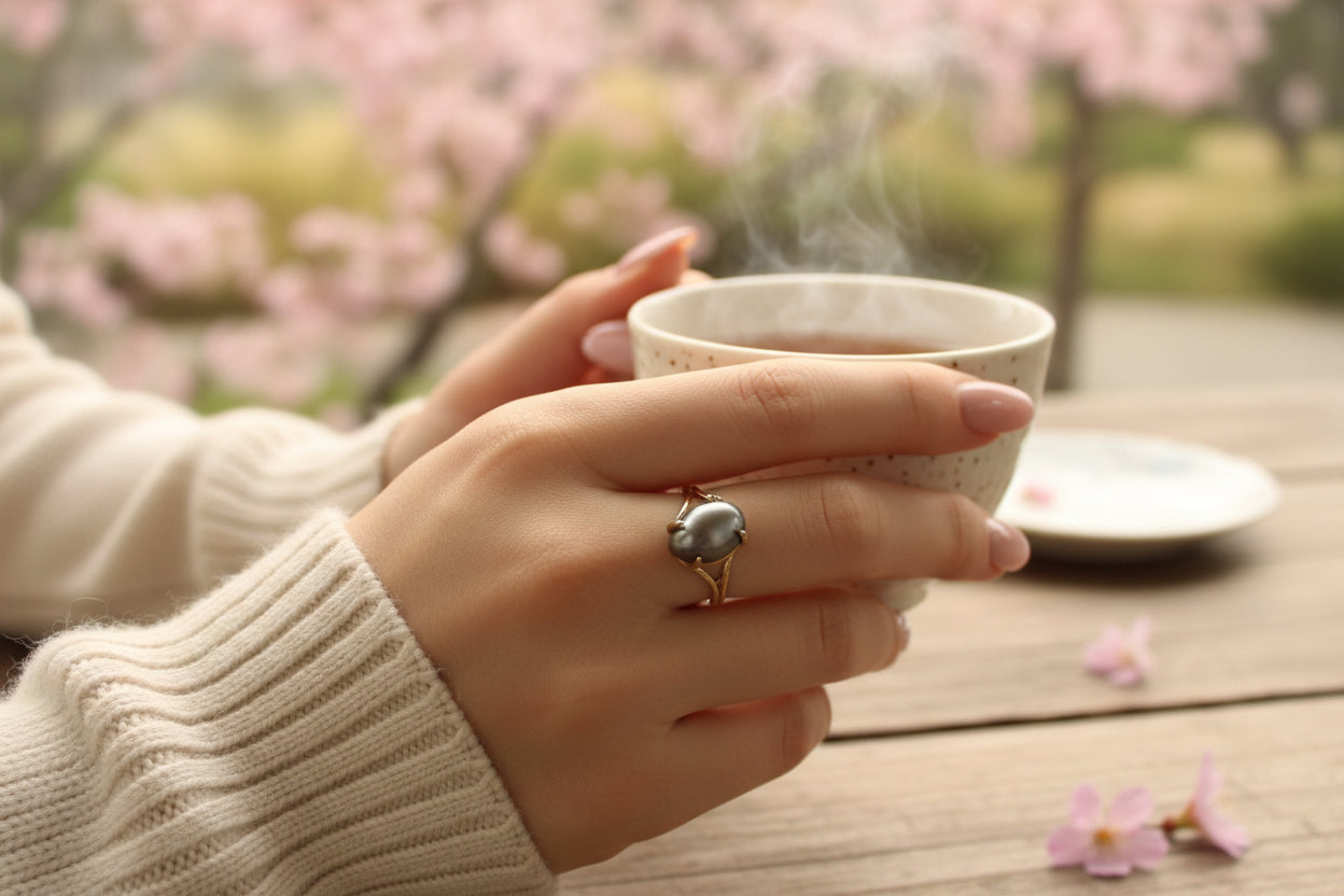 One-of-a-Kind Gray Freshwater Pearl Statement Ring