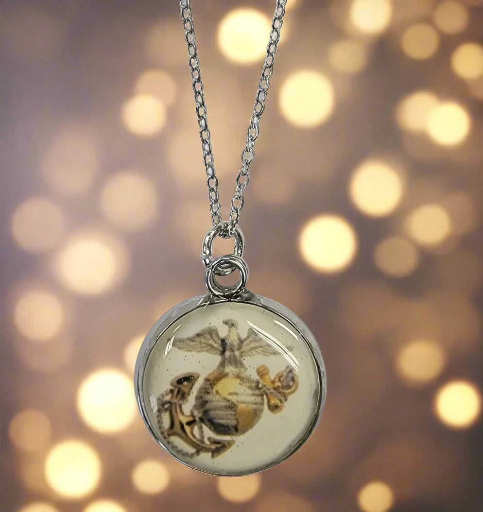 Army, Navy, Air Force, Marine Corps, Coast Guard, Space Force Pendant Necklace in Gold or Silver | Made in the USA | Officially Licensed