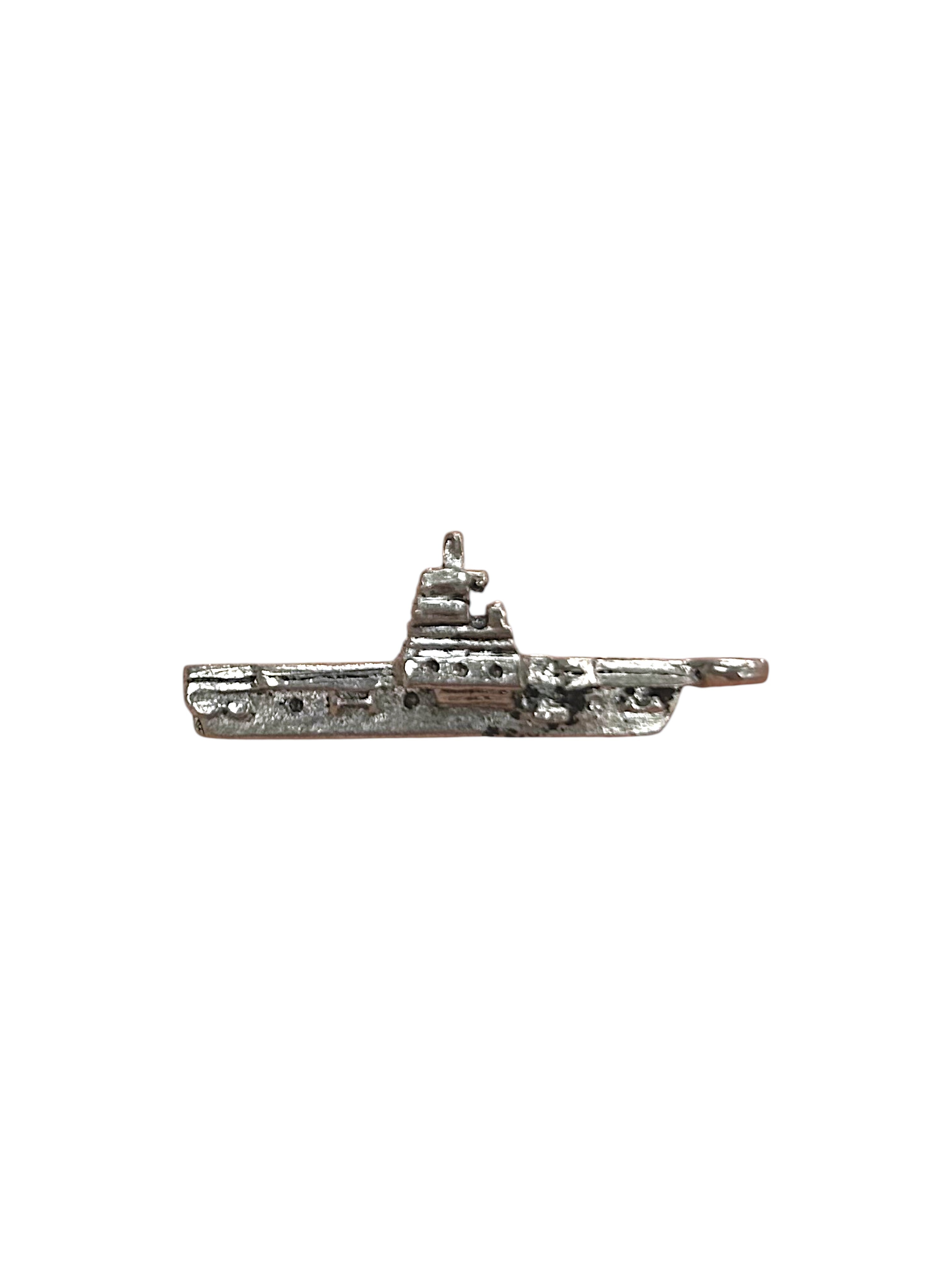 Silver Naval Aircraft Carrier Pewter Charm Pendant | Military Ship Charm