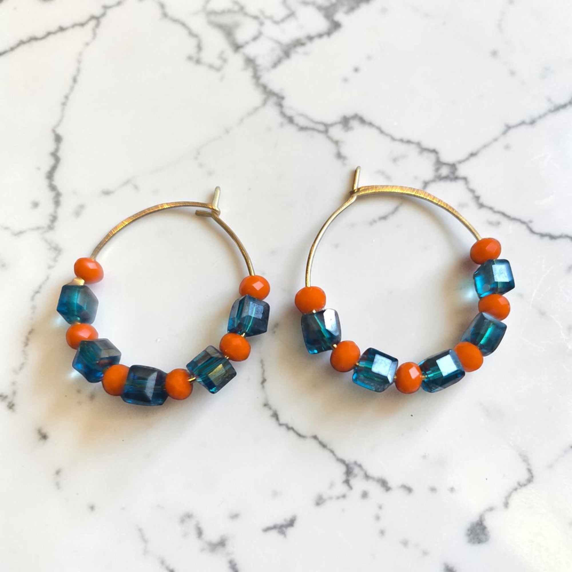 Gameday Glitz: Two-Tone Faceted Crystal Hoop Earrings | Team Color Jewelry