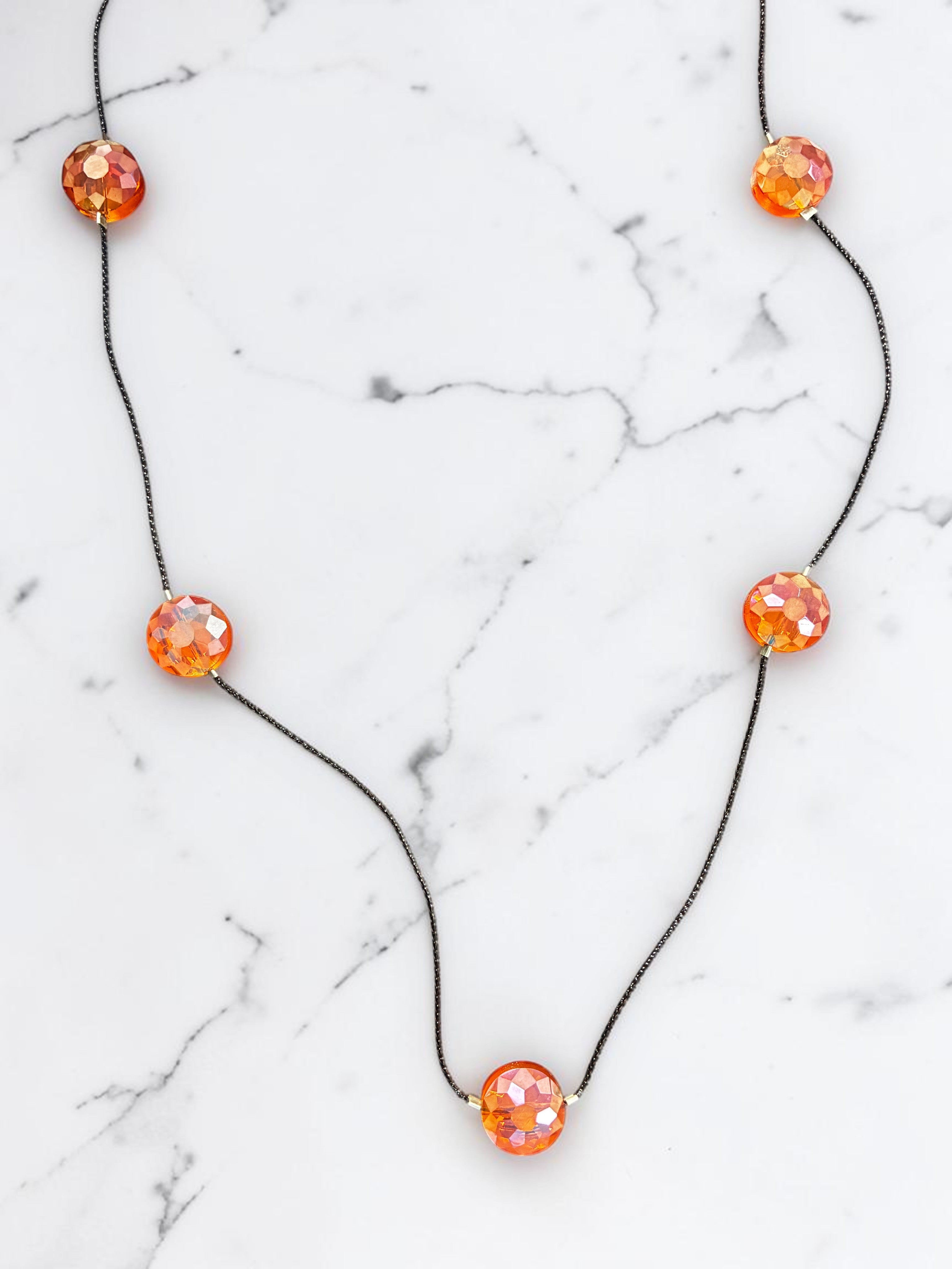 Elegant Crystal Beaded String Necklace in Vibrant Colors