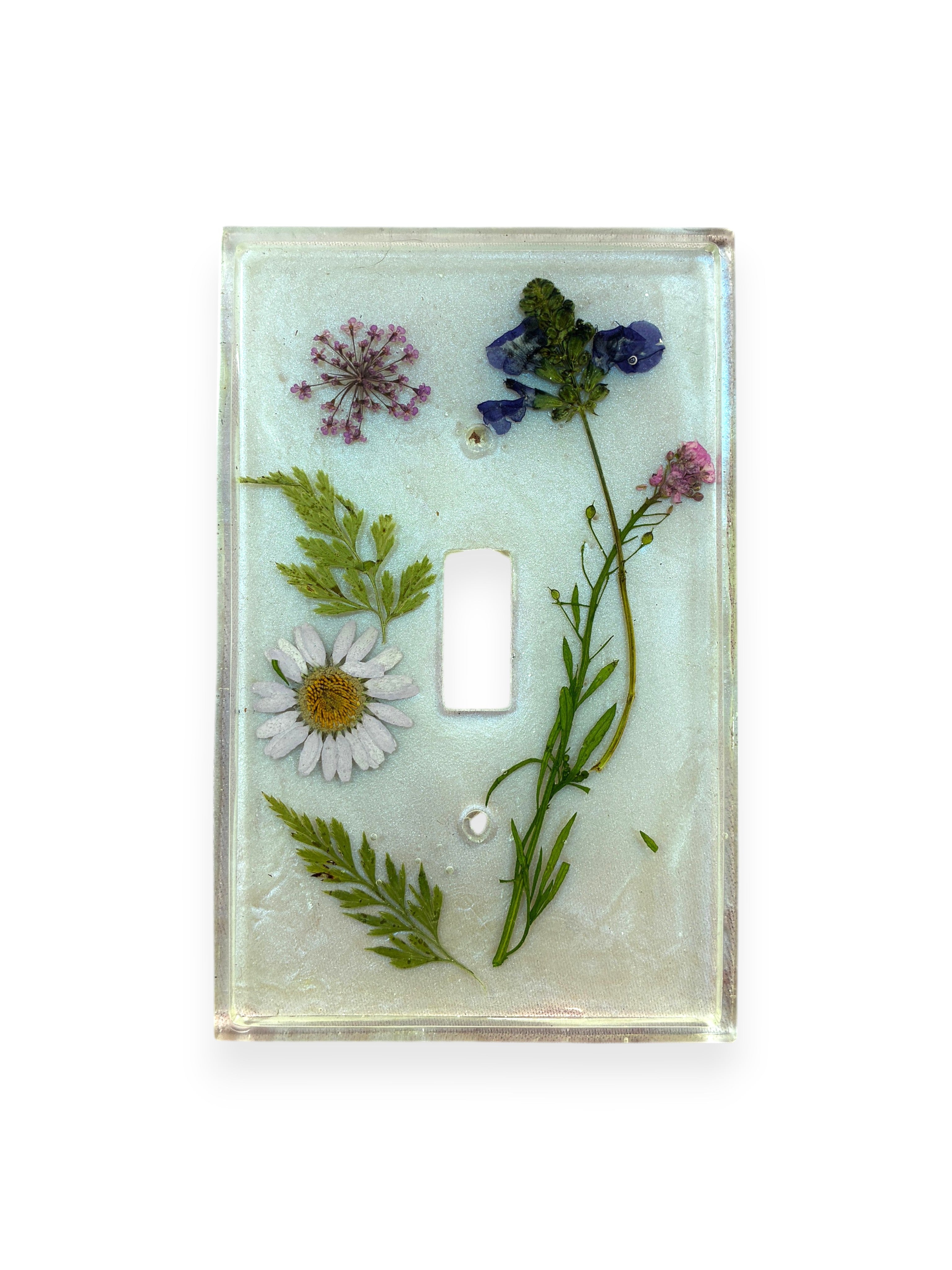 Custom Pressed Flower Resin Light Switch Plate Cover | Botanical Home Decor