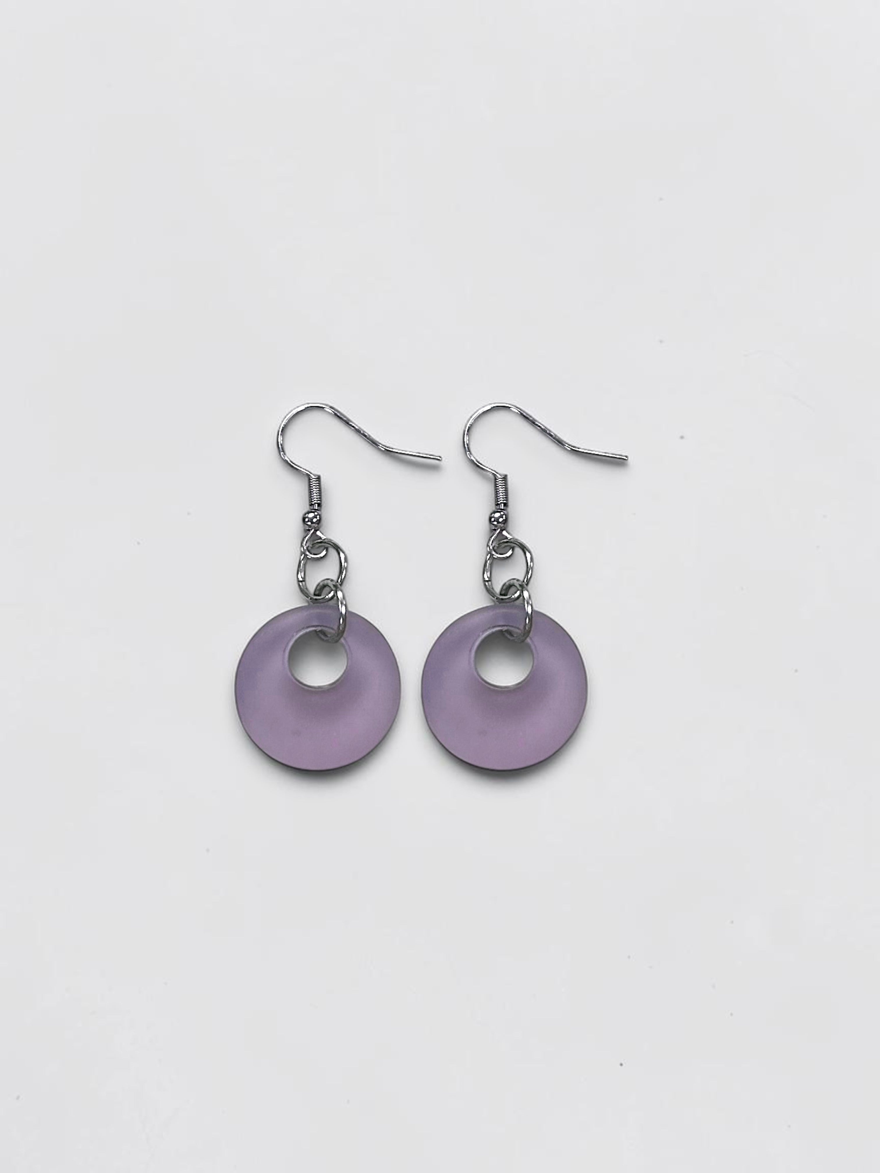 Pink-Violet Sea Glass Hoop Earrings | Coastal Elegance | Unique Handmade Jewelry