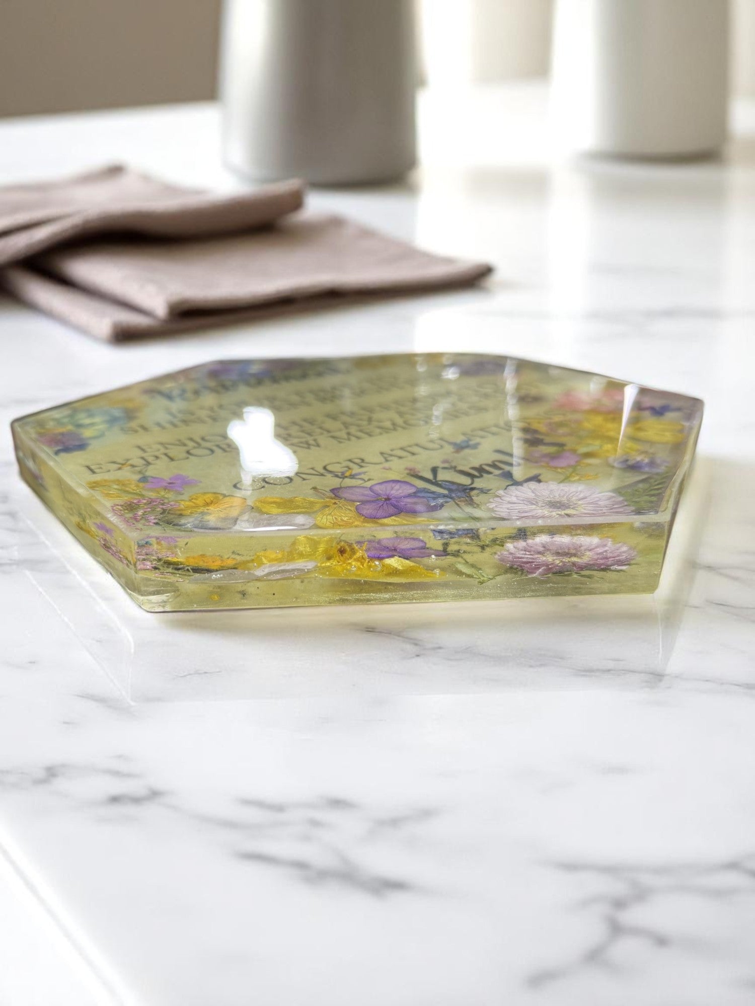 Retirement Plaque Everlasting Bloom - Personalized Resin & Real Flowers