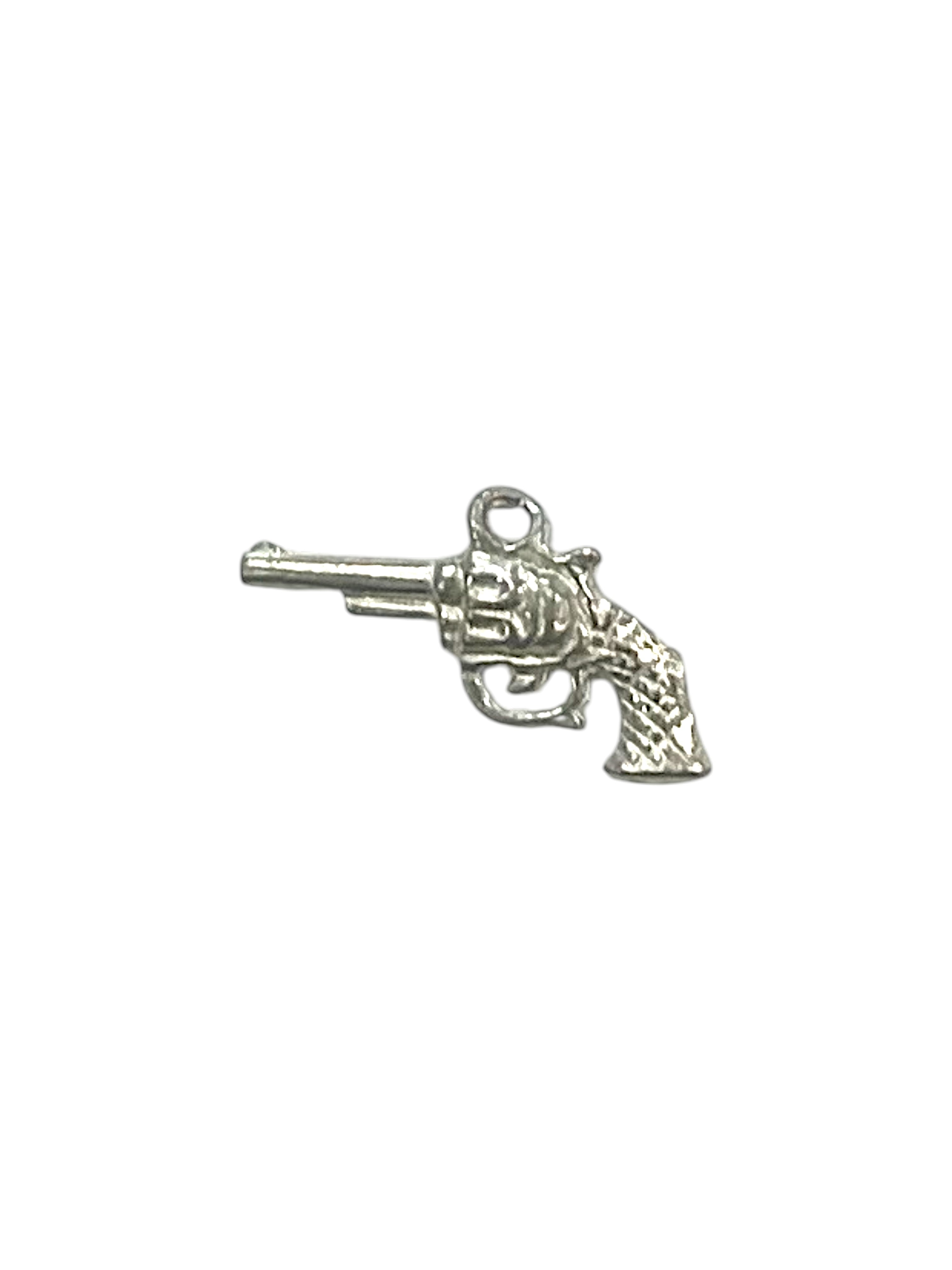Silver Revolver Pistol Gun Pewter Charm Pendant | Travel Charm