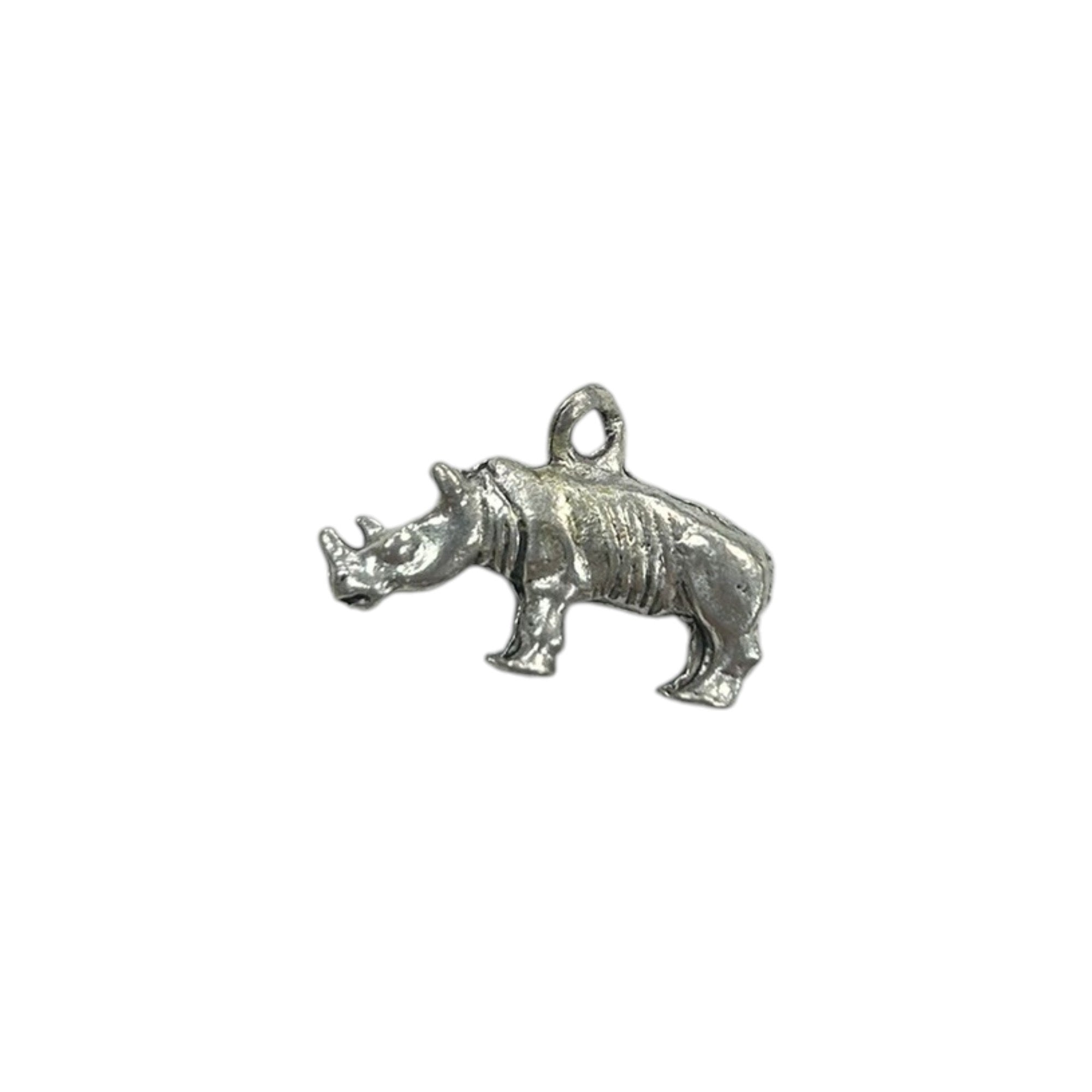 Silver Rhino Pewter Charm Pendant | Travel Charm