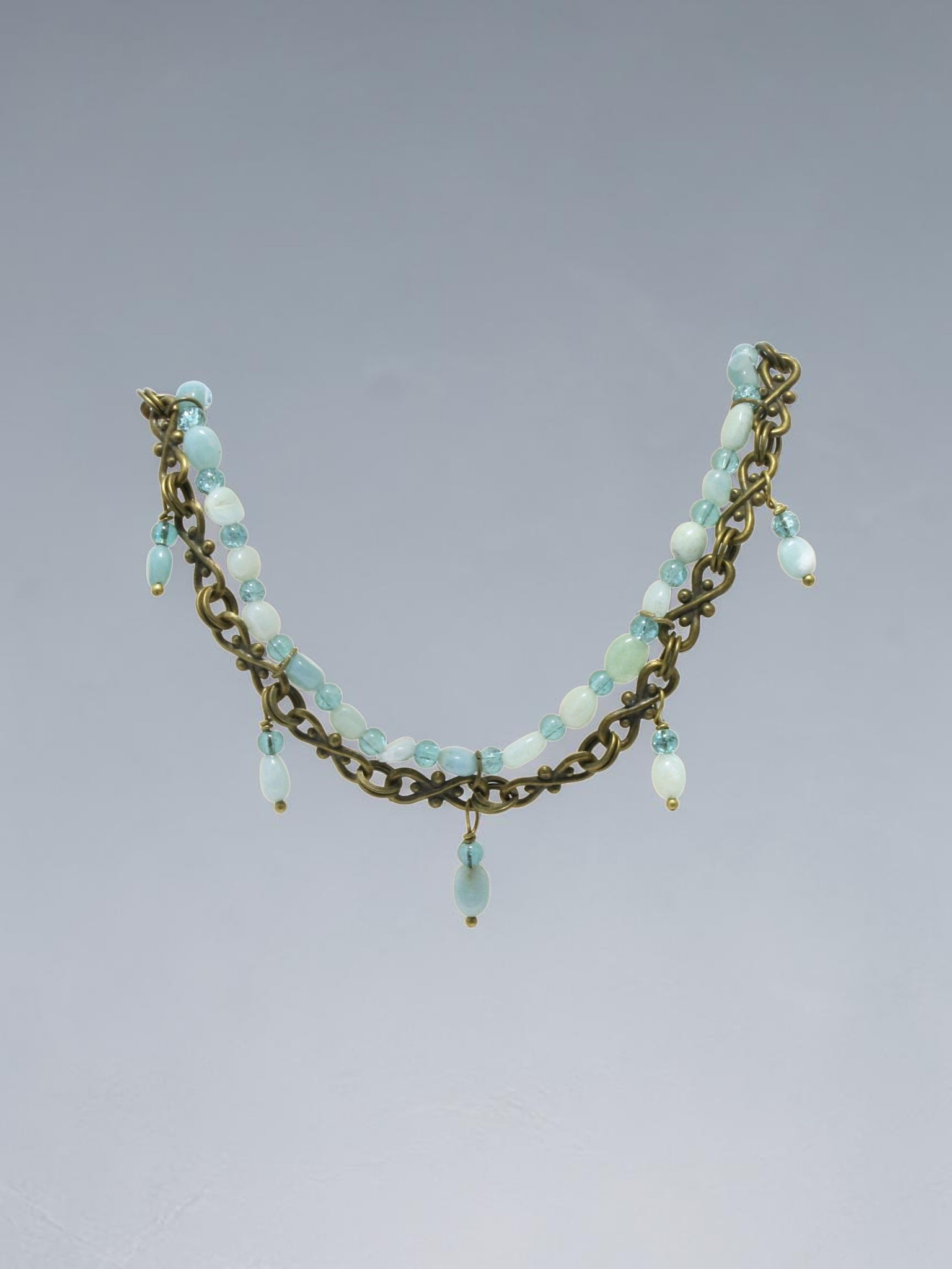 Antique Gold Amazonite Statement Necklace - Healing Crystal Jewelry - Adjustable 18-20"