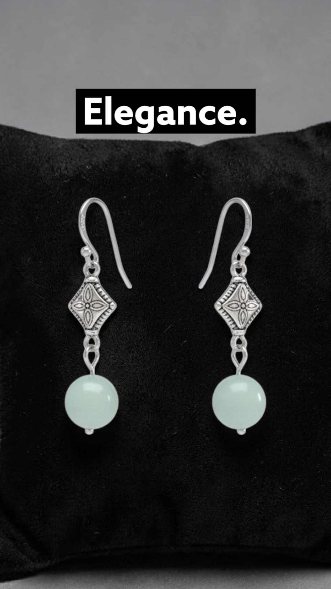 Delicate Dangle Charm: Sterling Silver Earrings with Aqua Amazonite & Diamond Shape