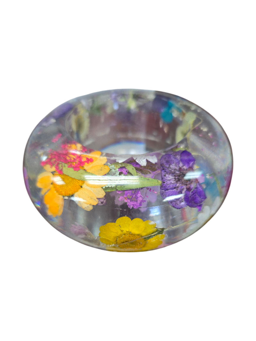 Hand-Cast Real Flower Resin Candle Holder Bowl | Bridal Bouquet Keepsake