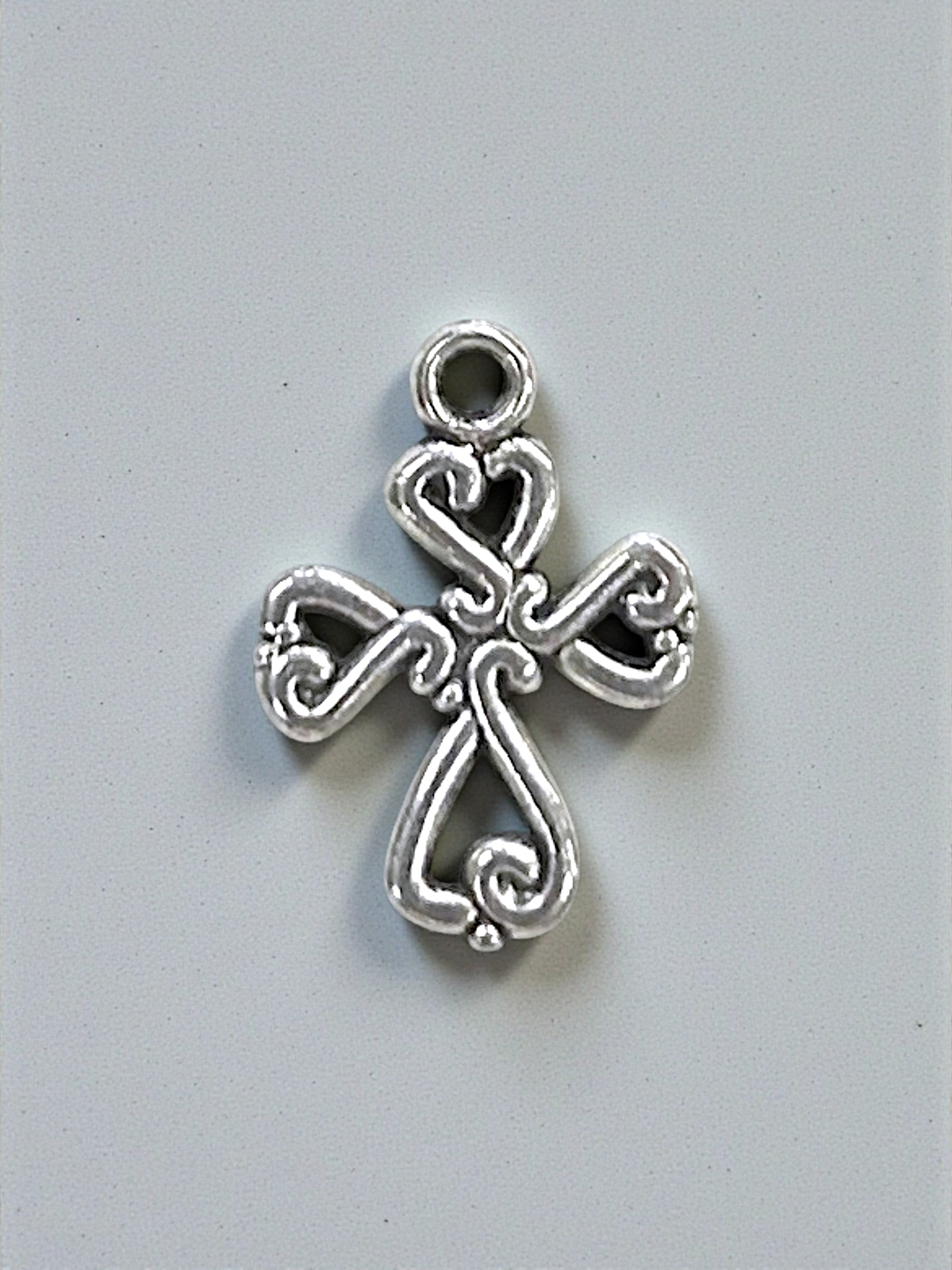 Silver Cross Pewter Charm Pendant | Travel Charm