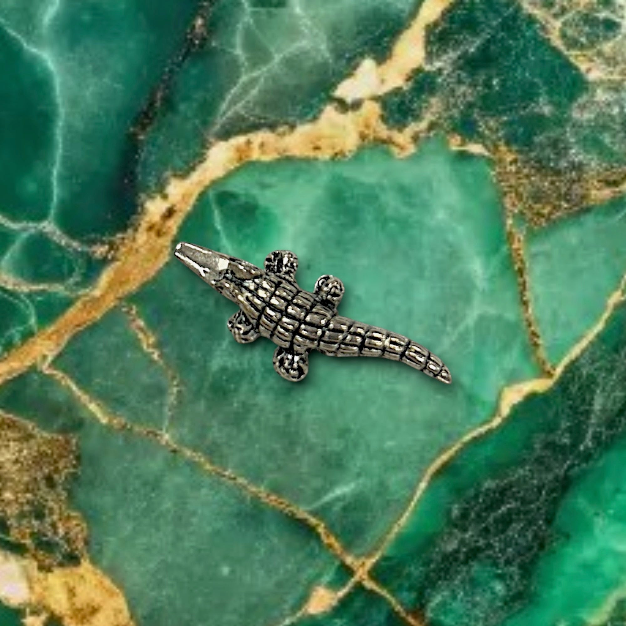 Alligator Pewter Charm Pendant in Silver or Antique Gold | Travel Charm