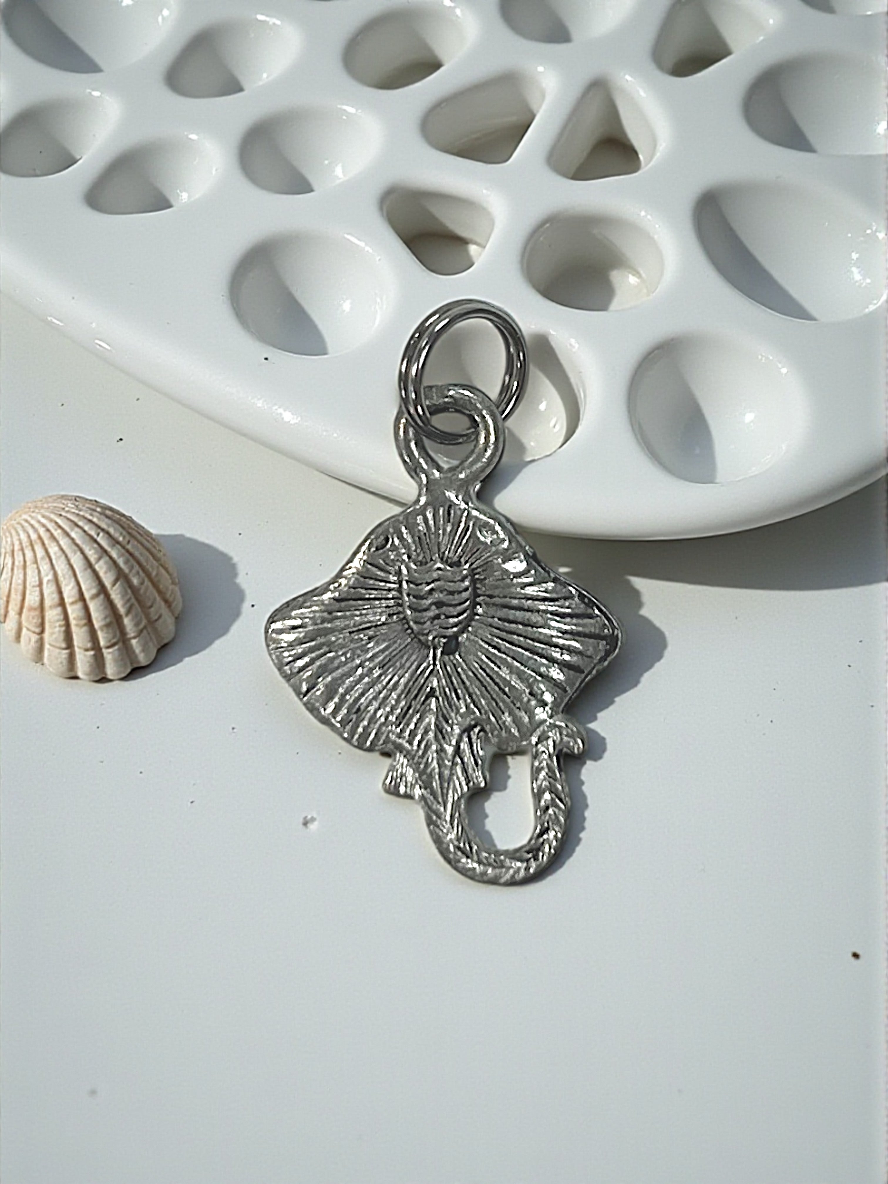 Silver Stingray Pewter Charm Pendant | Ocean | Travel Charm