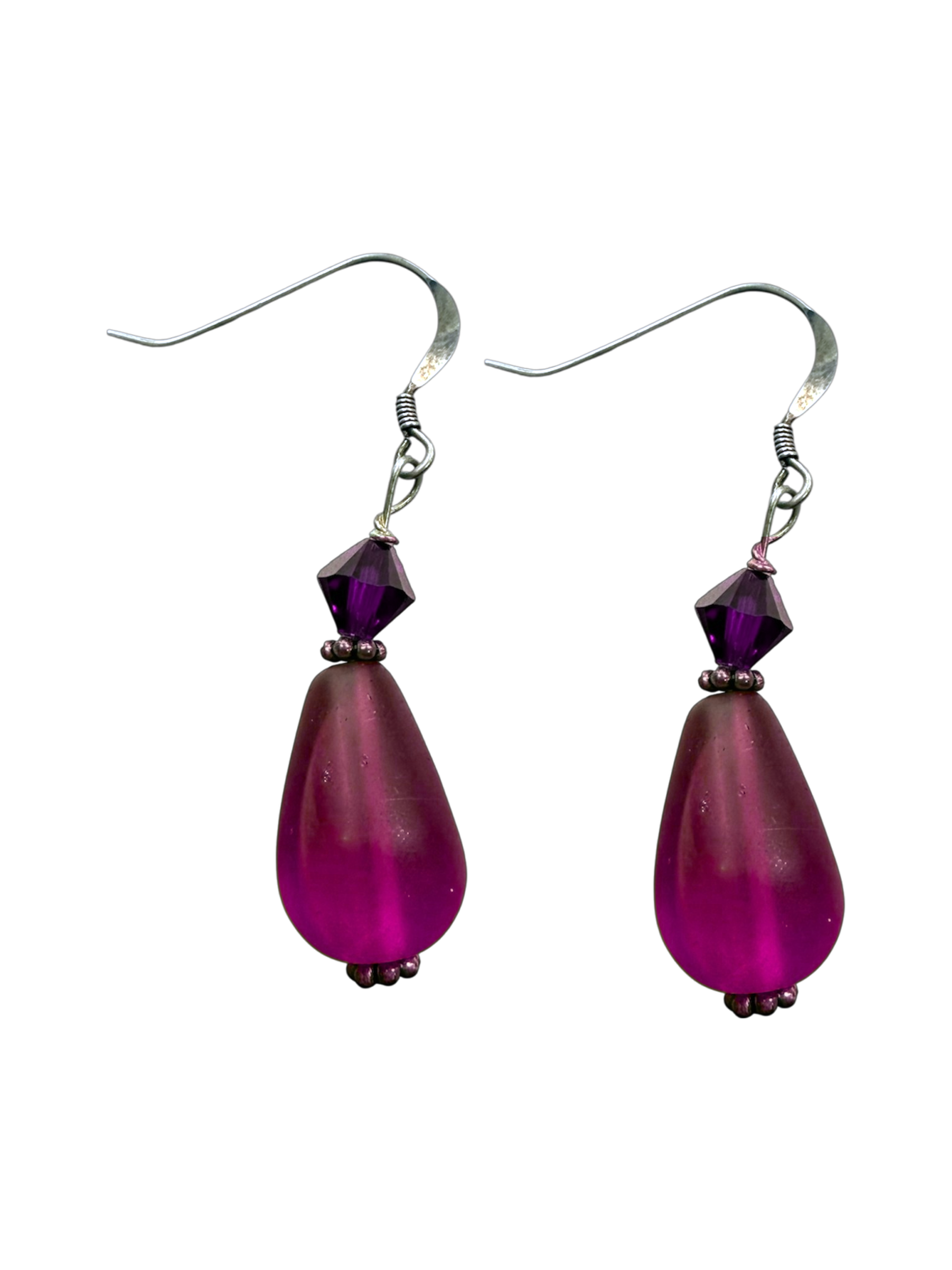 Crystal & Recycled Sea Glass Teardrop Earrings | Team Color Earrings