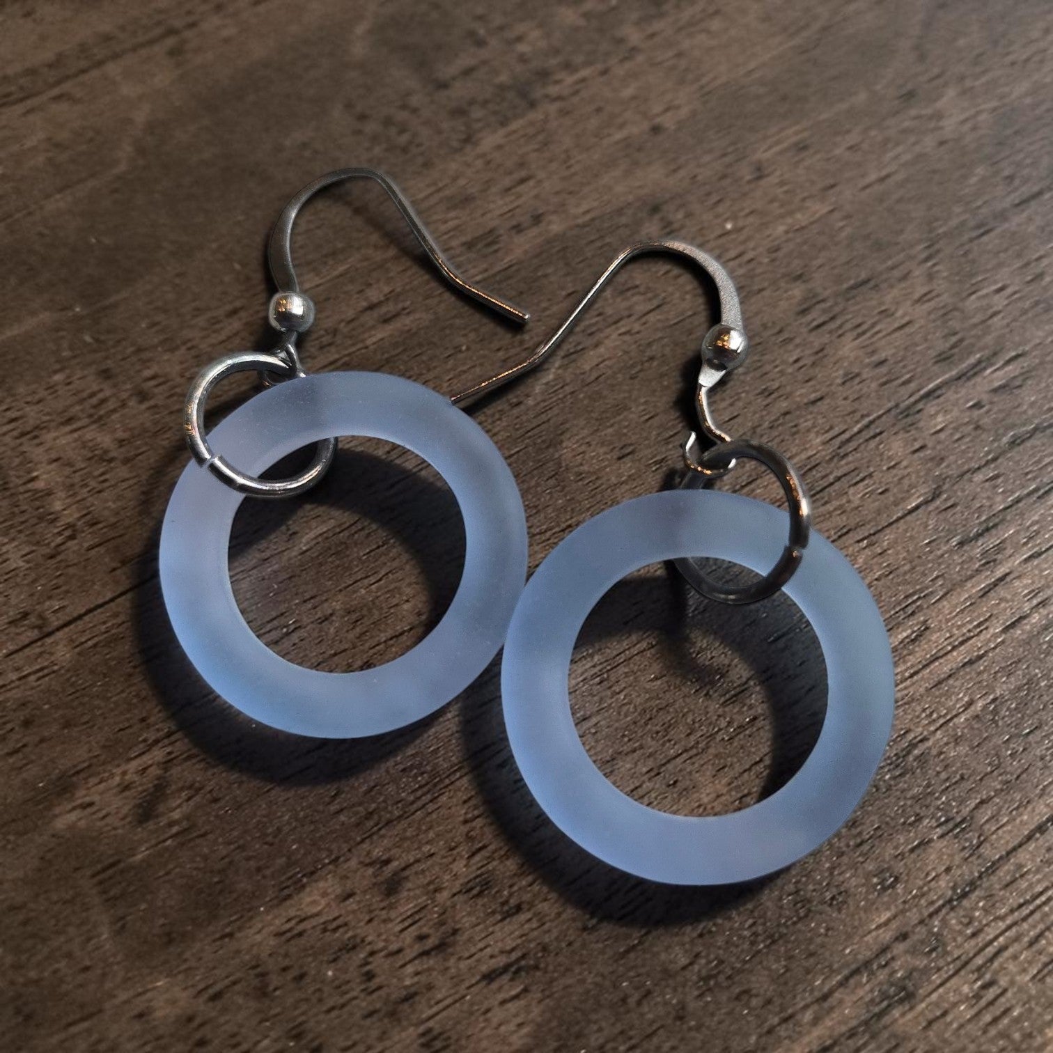 Embrace the Ocean's Beauty: Circular Sea Glass Dangle Earrings