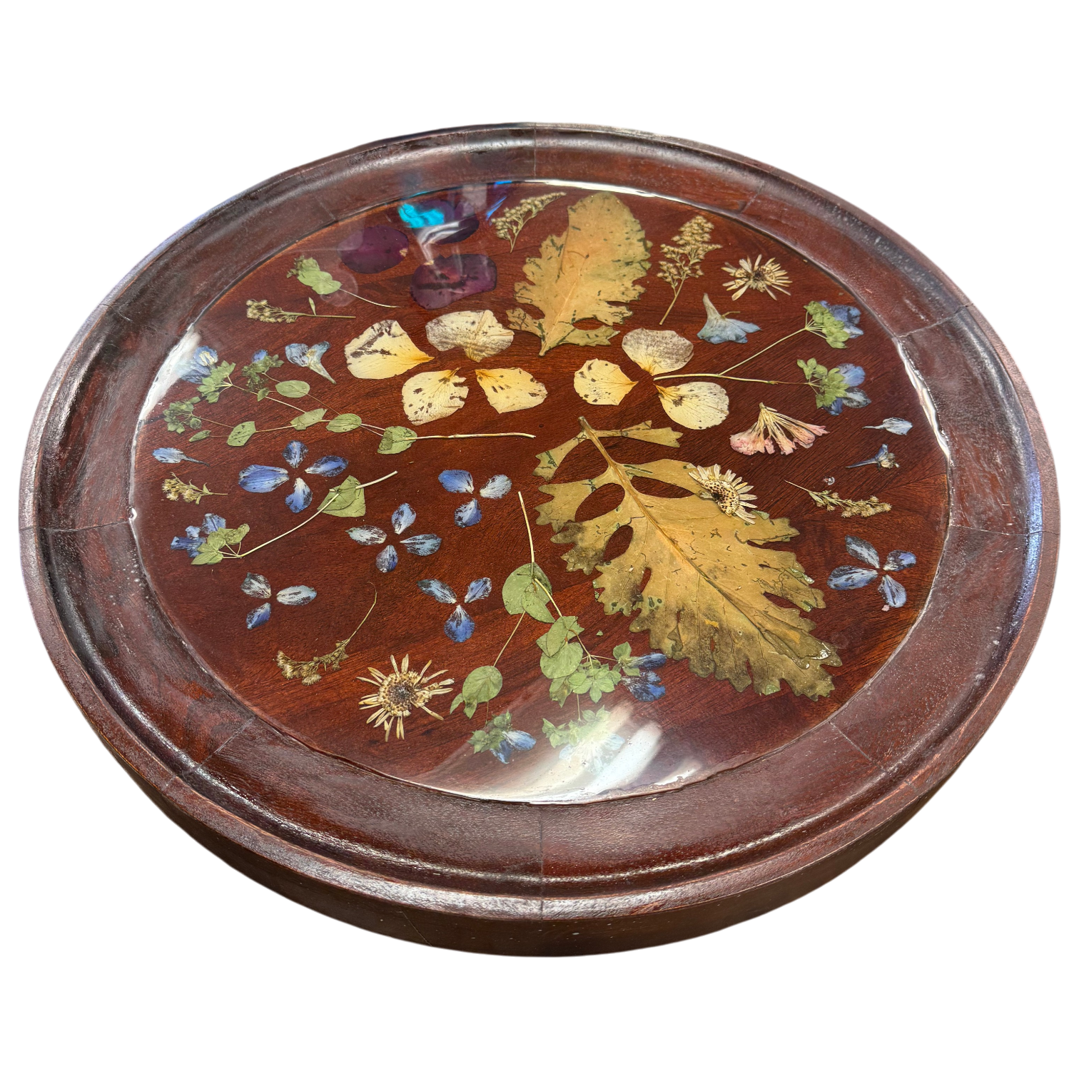 One-of-a-Kind Real Flower & Nature Resin End Table | Flower Preservation