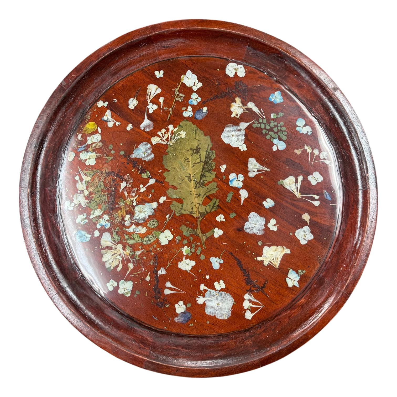 One-of-a-Kind Real Flower & Nature Resin End Table | Flower Preservation