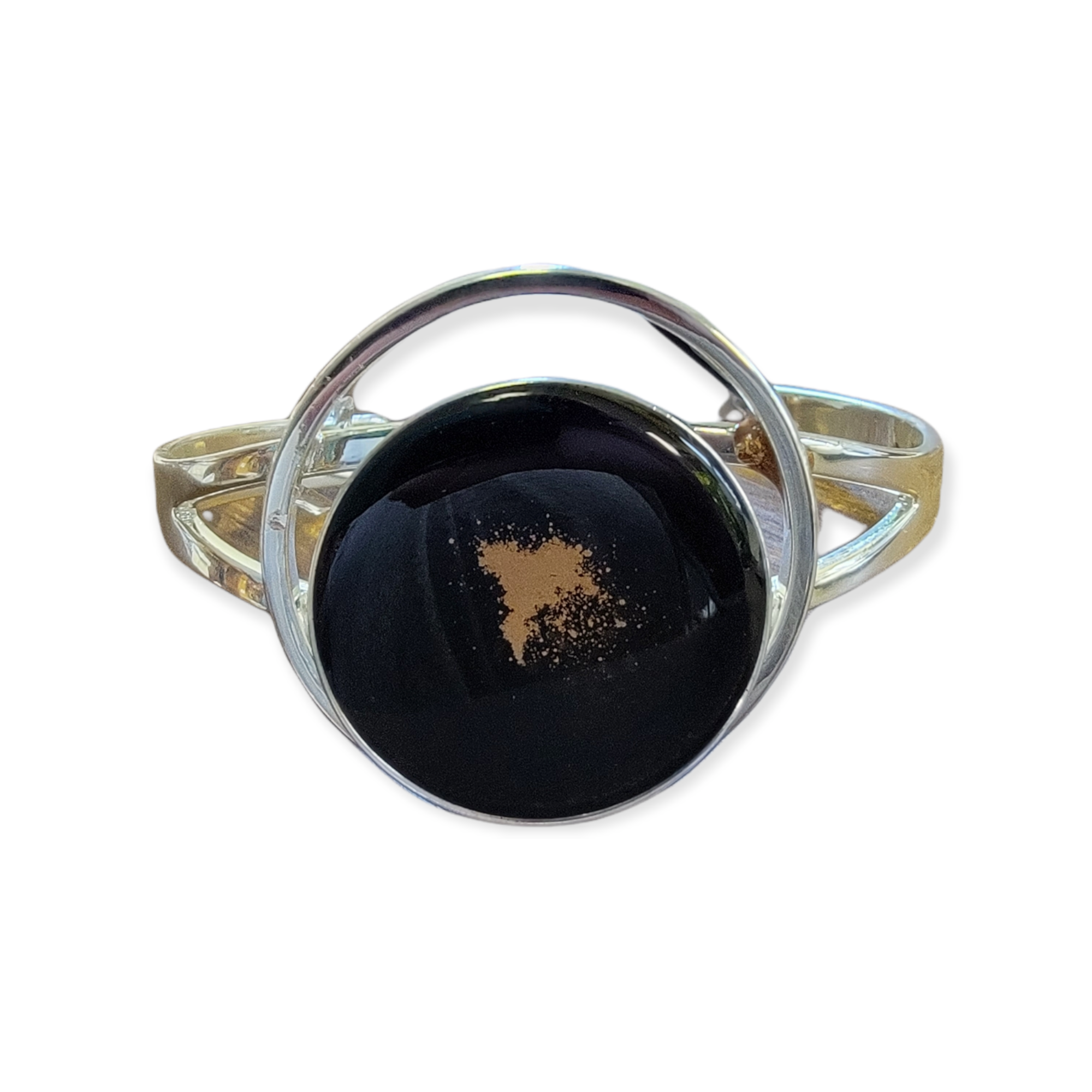 Modern Sterling Resin Art Statement Cuff