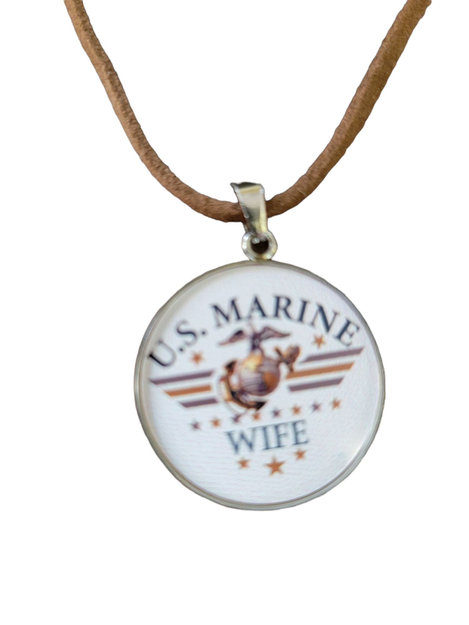 Marine Corp Wife Eagle Globe Anchor Pendant Necklace