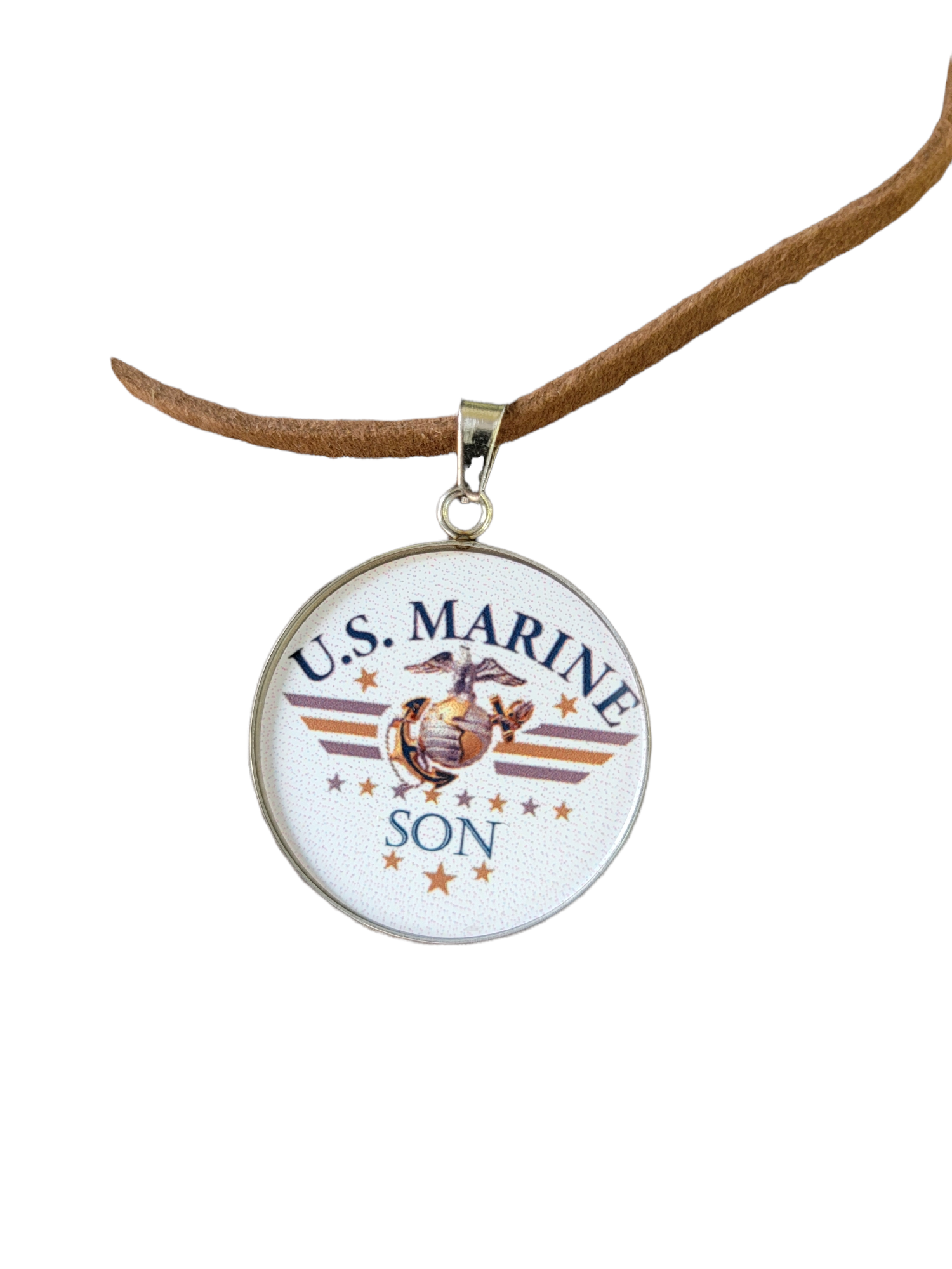 Marine Corp Son Eagle Globe Anchor Pendant Necklace, Perfect Gift for Marine Lovers and Patriots, Unique Design, 24 Inch