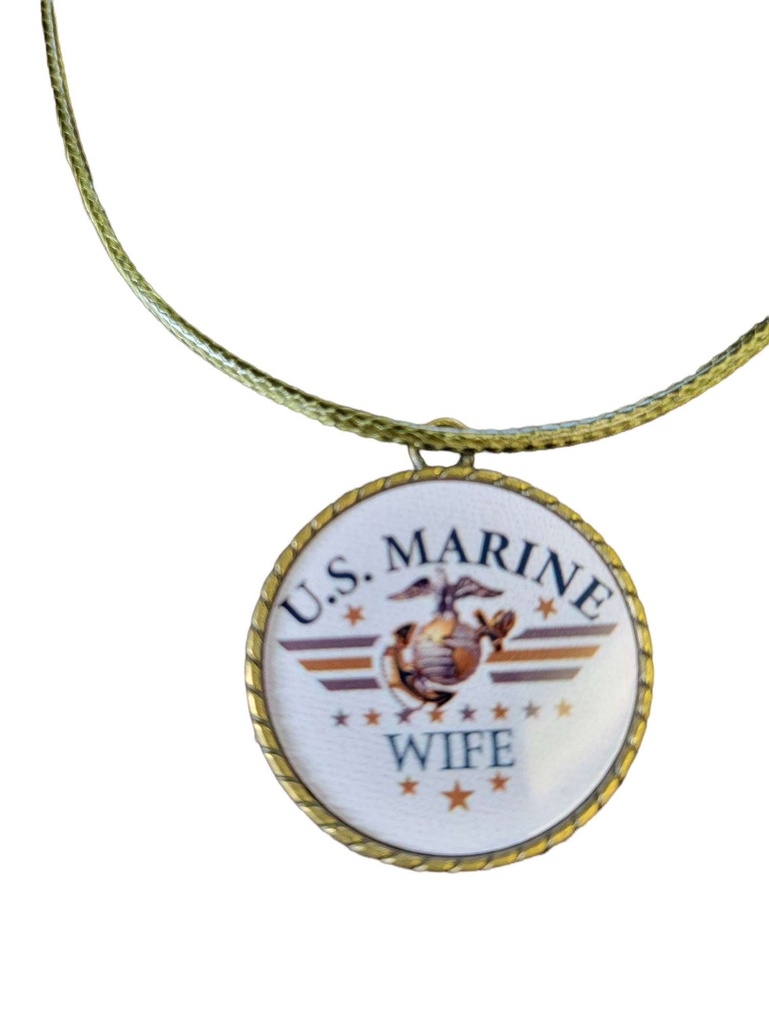 Marine Corp Wife Eagle Globe Anchor Pendant Necklace