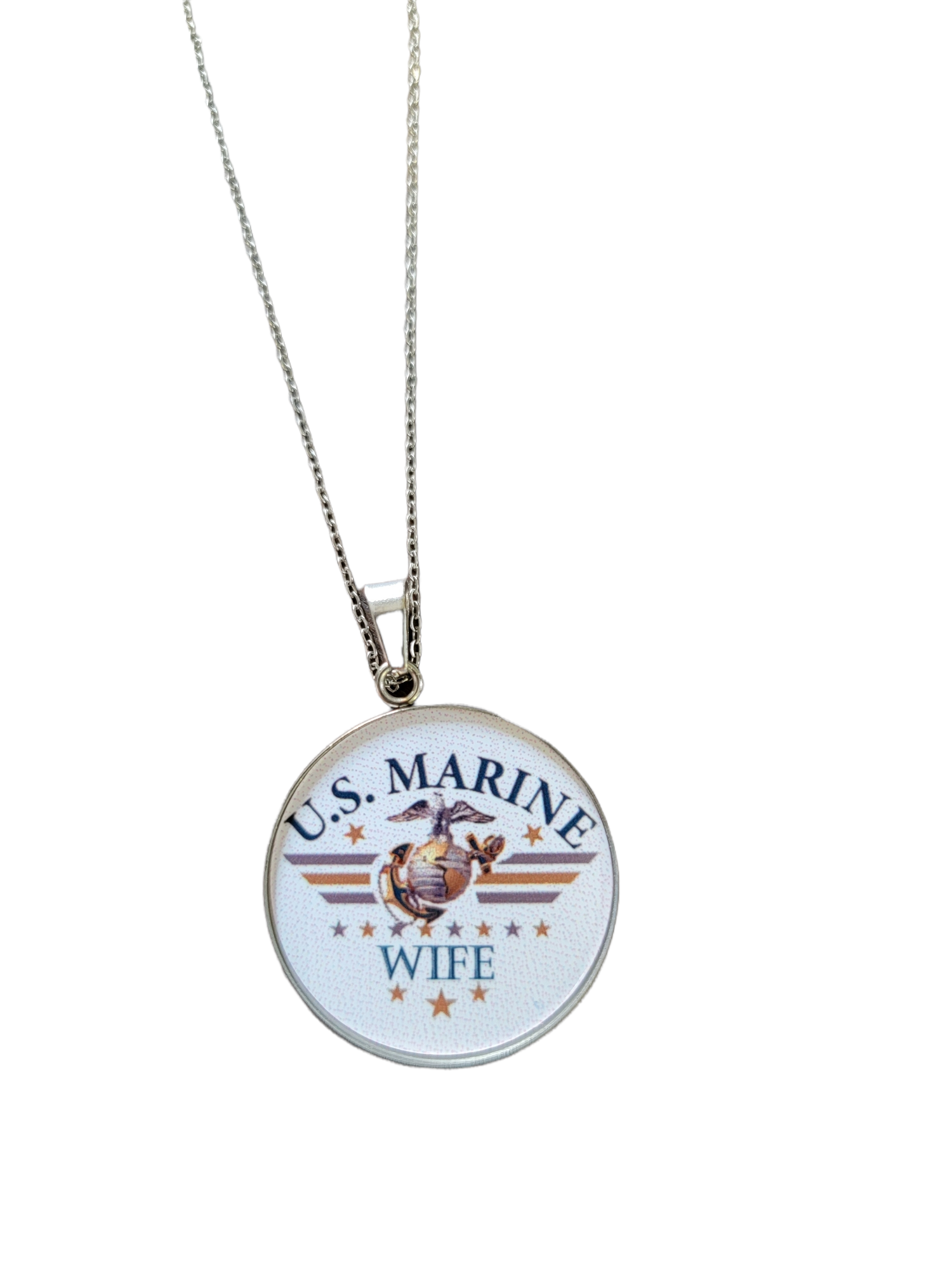 Marine Corp Wife Eagle Globe Anchor Pendant Necklace