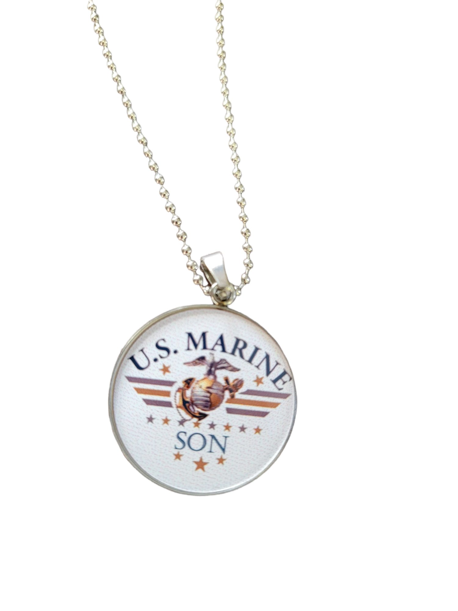 Marine Corp Son Eagle Globe Anchor Pendant Necklace, Perfect Gift for Marine Lovers and Patriots, Unique Design, 24 Inch