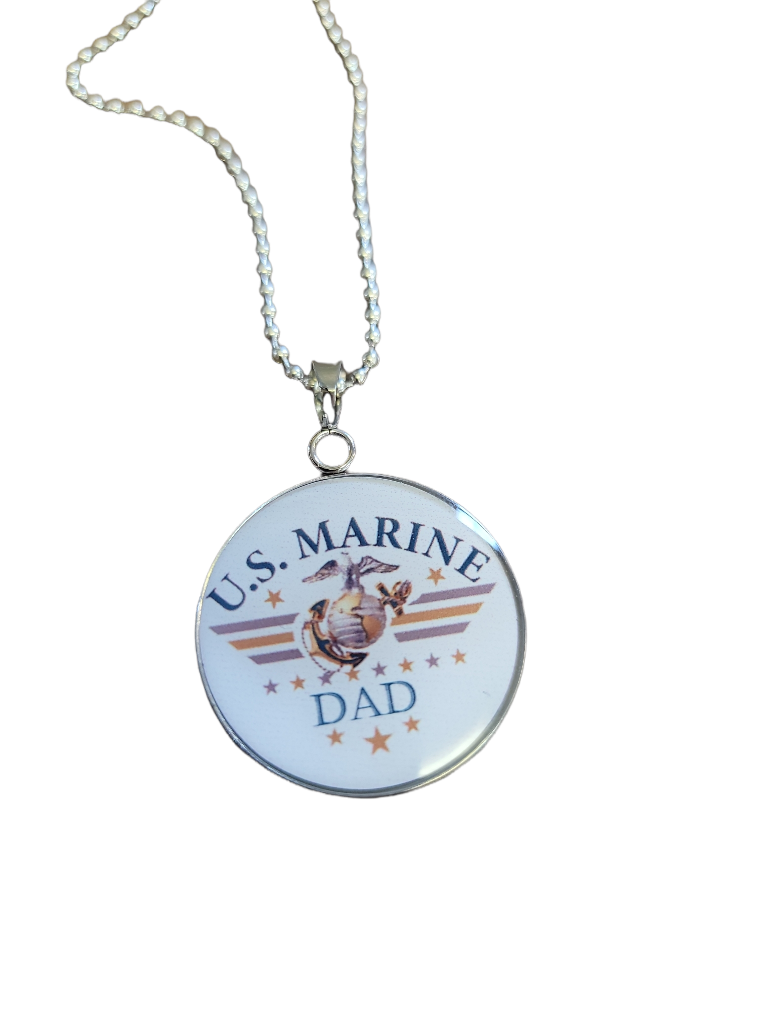 Marine Corp Dad Eagle Globe Anchor Pendant Necklace, Made in USA, Unique and Comfortable, One Size Fits the Most, High Quality
