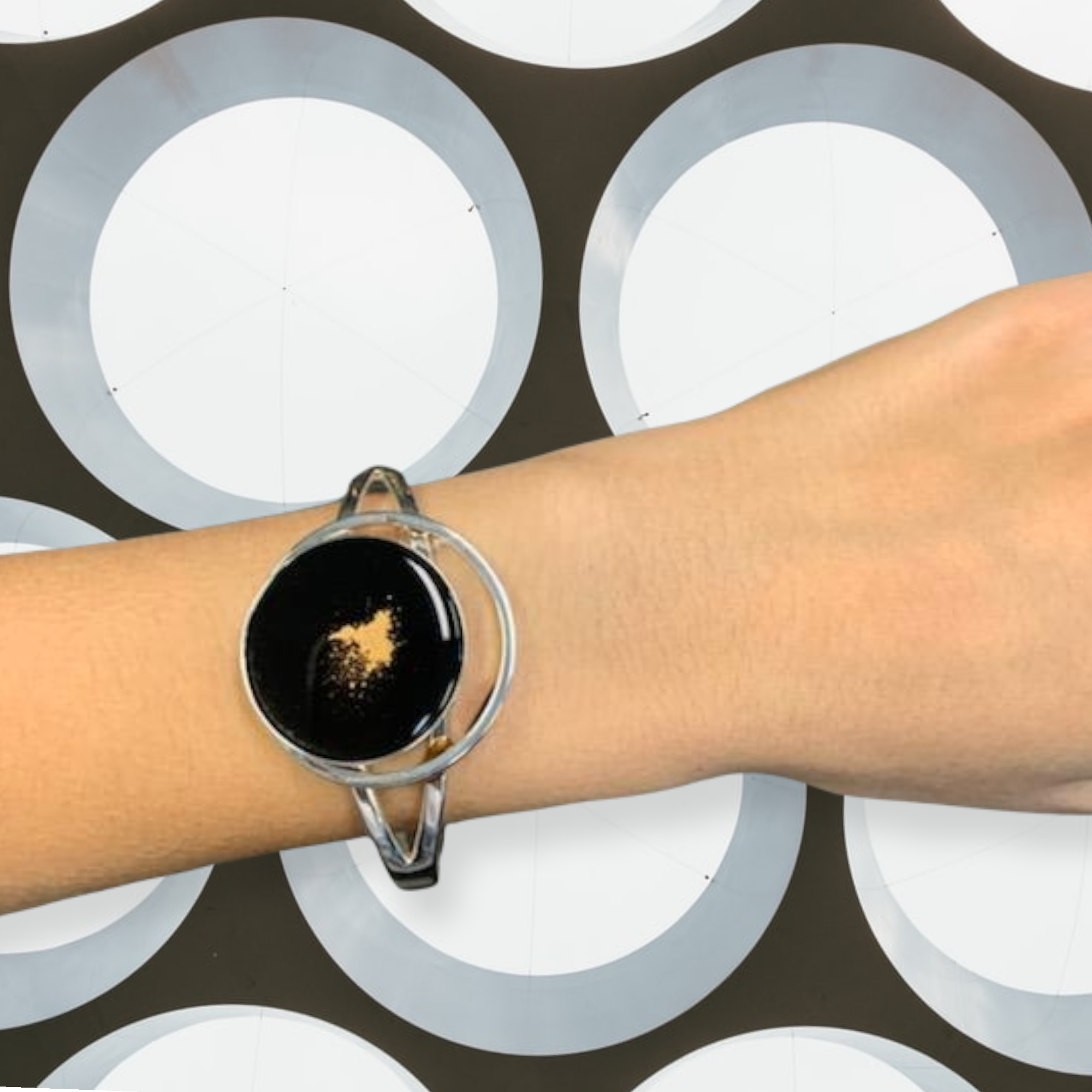 Modern Sterling Resin Art Statement Cuff